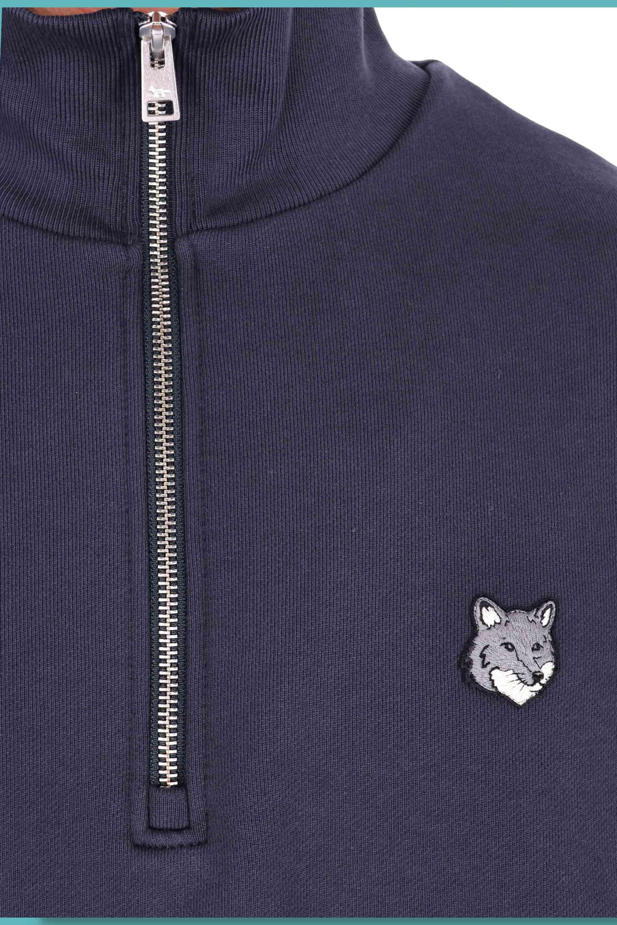 Maison Kitsuné Felpa mezza zip logo fox comfort fit PM00305KM0341 0413