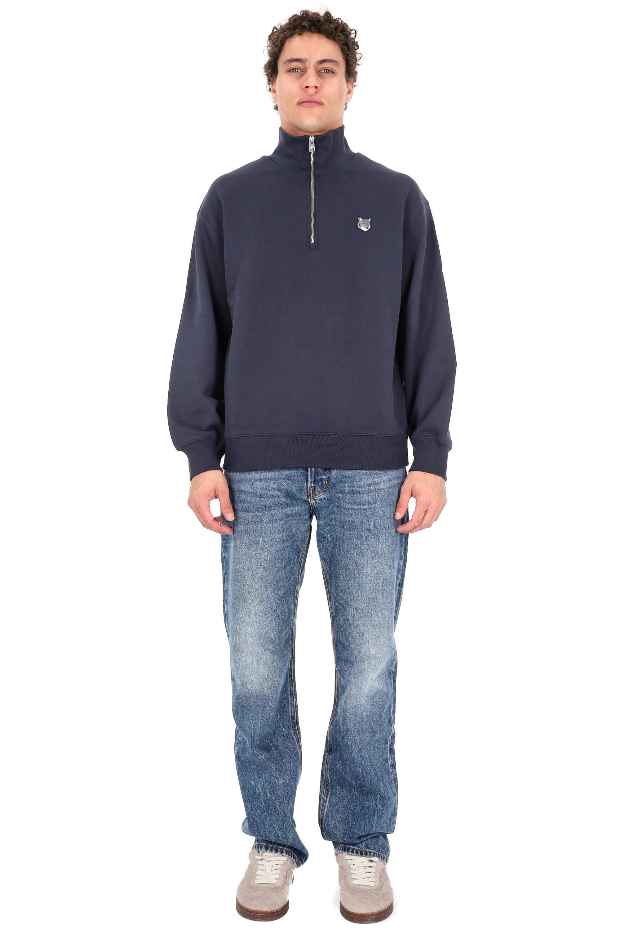 Maison Kitsuné Felpa mezza zip logo fox comfort fit PM00305KM0341 0413