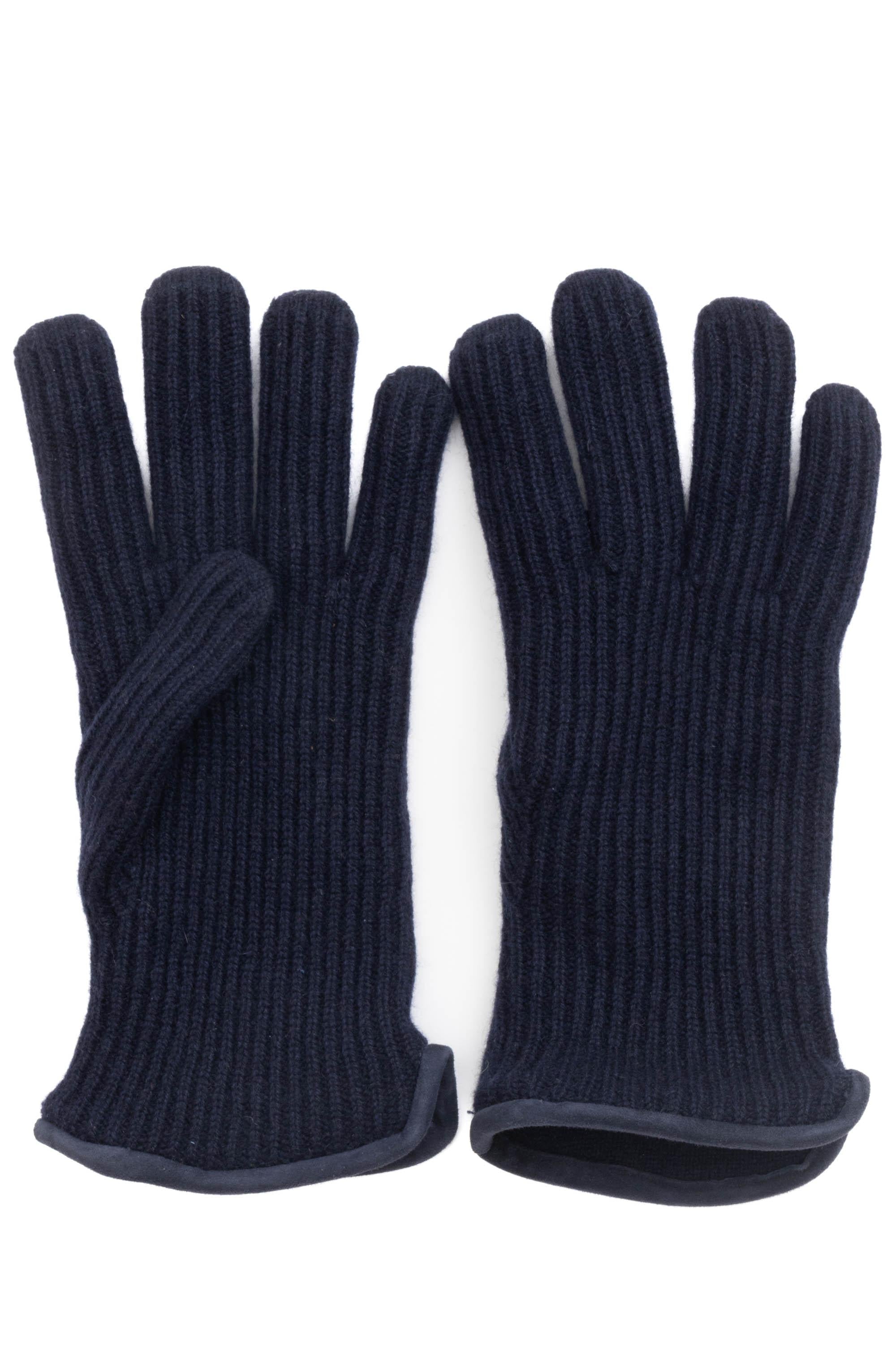 Restelli Guanto in cashmere con dettagli in nappa 9/2 BLUE