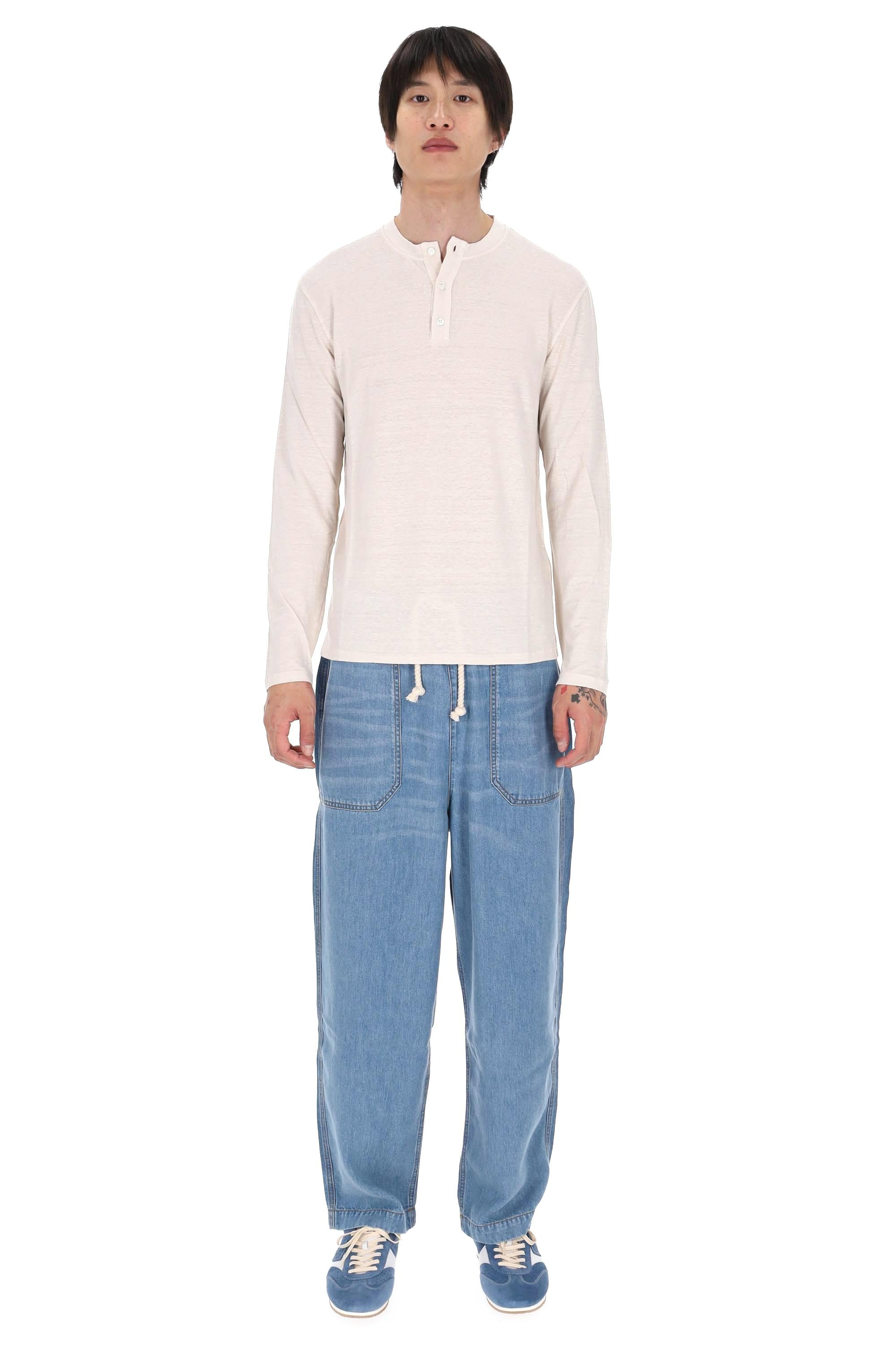 Roberto Collina T-shirt serafino in jersey di lino manica lunga MYA70043 03