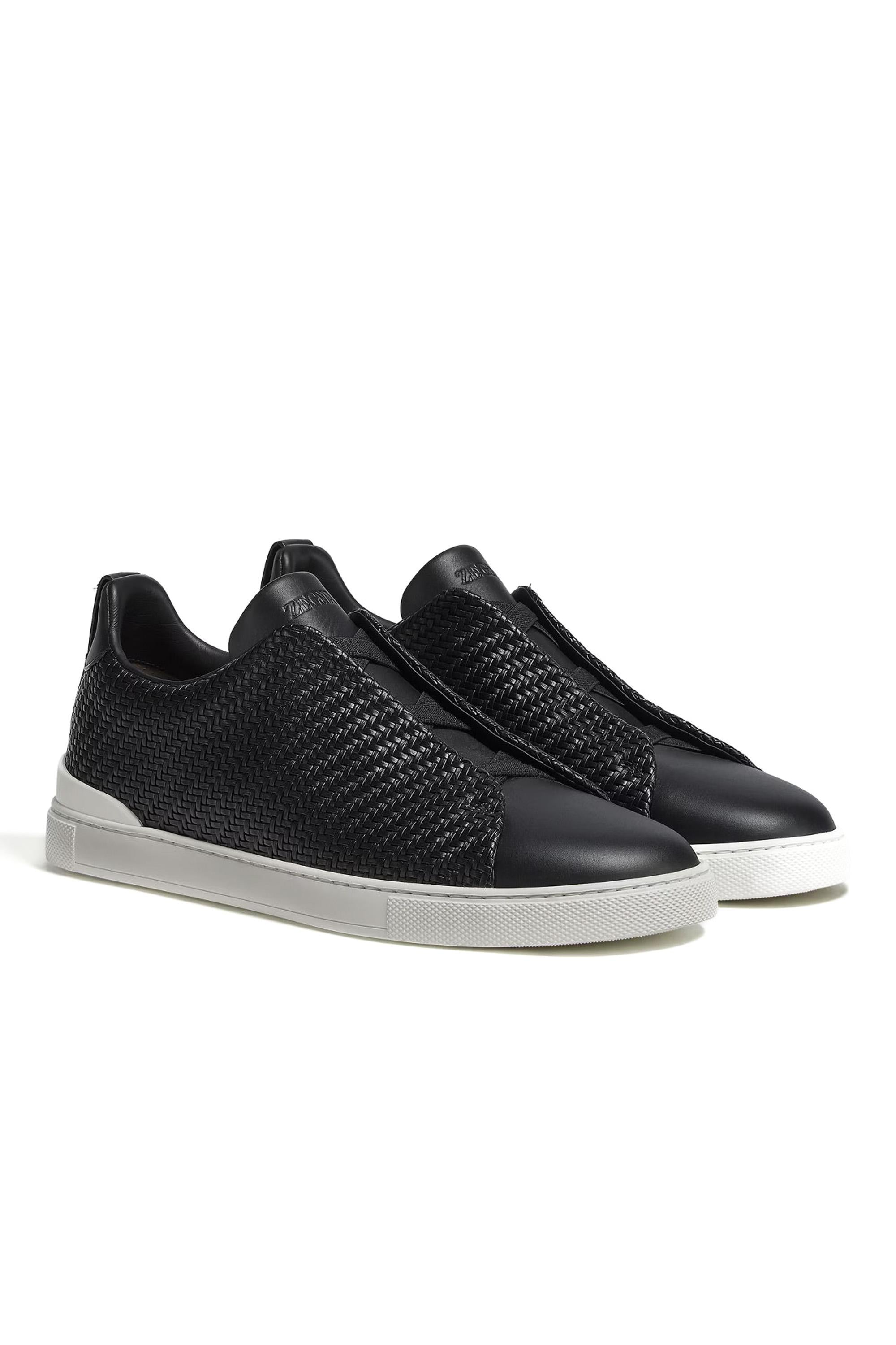 Zegna Sneakers Triple Stitch in pelle tessuta LHSPT_S4665Z NER