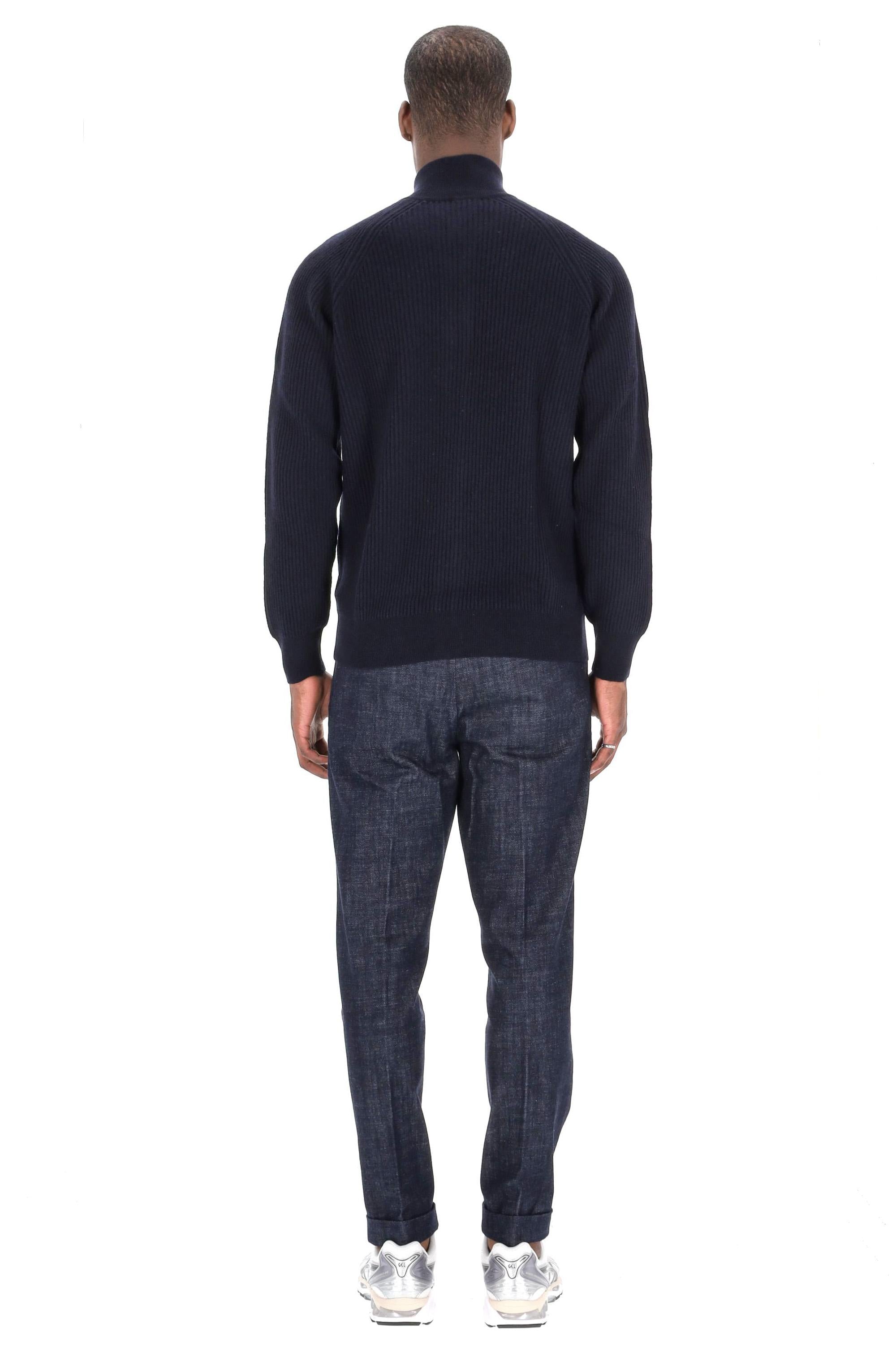 Maglia full zip a costine in lana vergine BR06 2121 5000 5000 Barba
