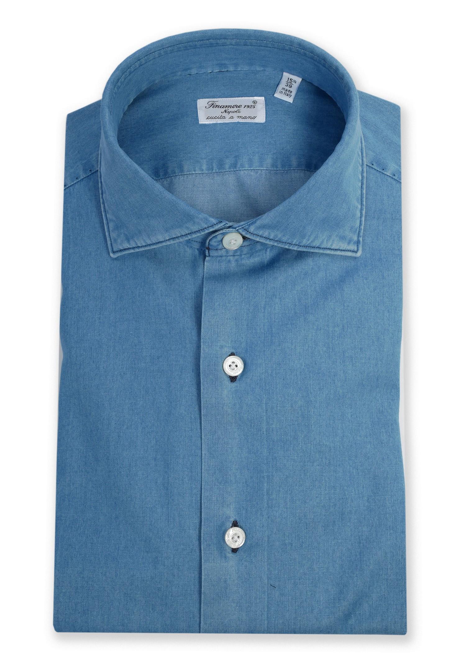 Camicia sartoriale in denim candeggiato linea Napoli N-19542-C0160/2-ZANTE 11 Finamore