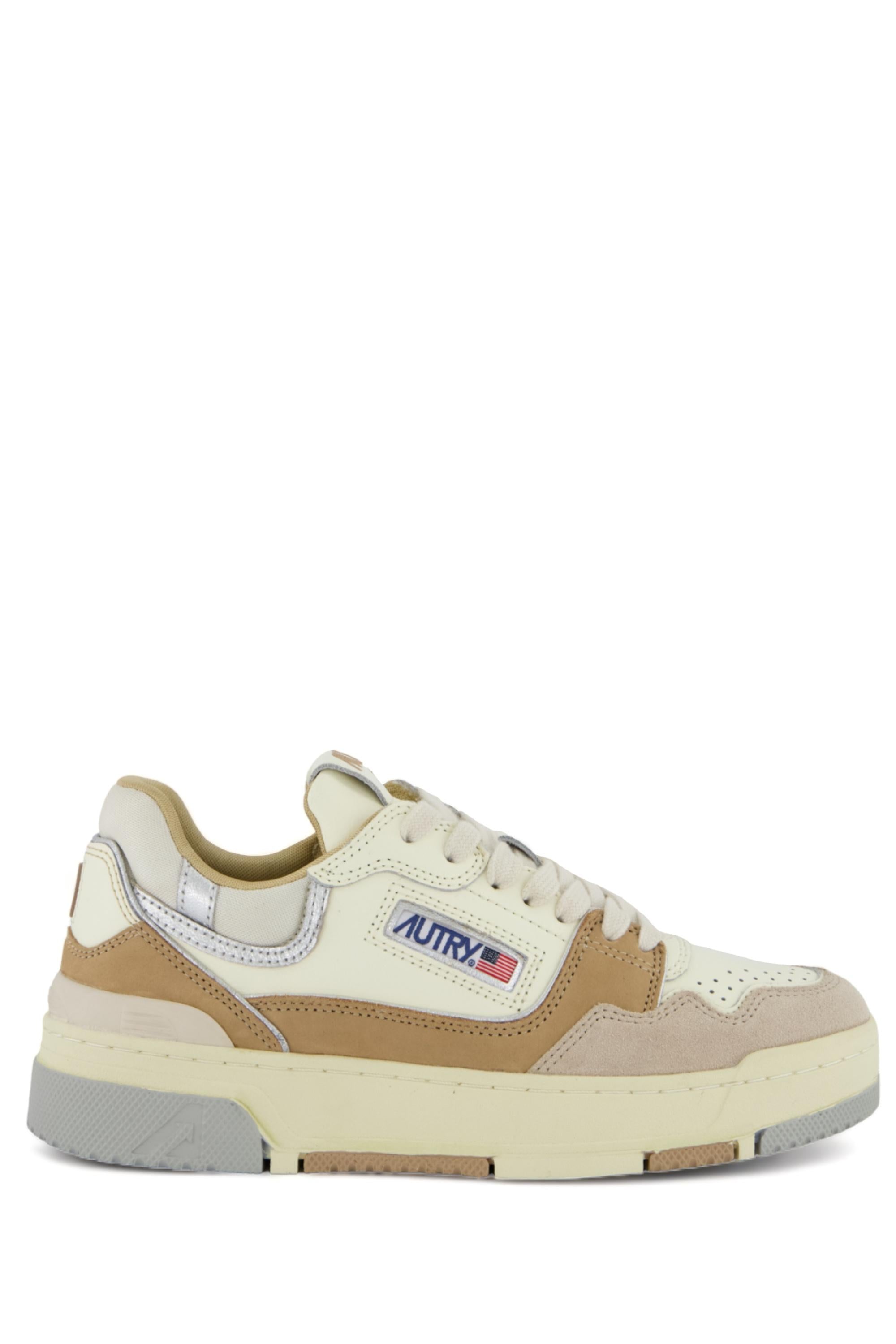 Sneaker basket donna CLC tonalità argento beige ROLW UN05 NATURAL/SILVER Autry