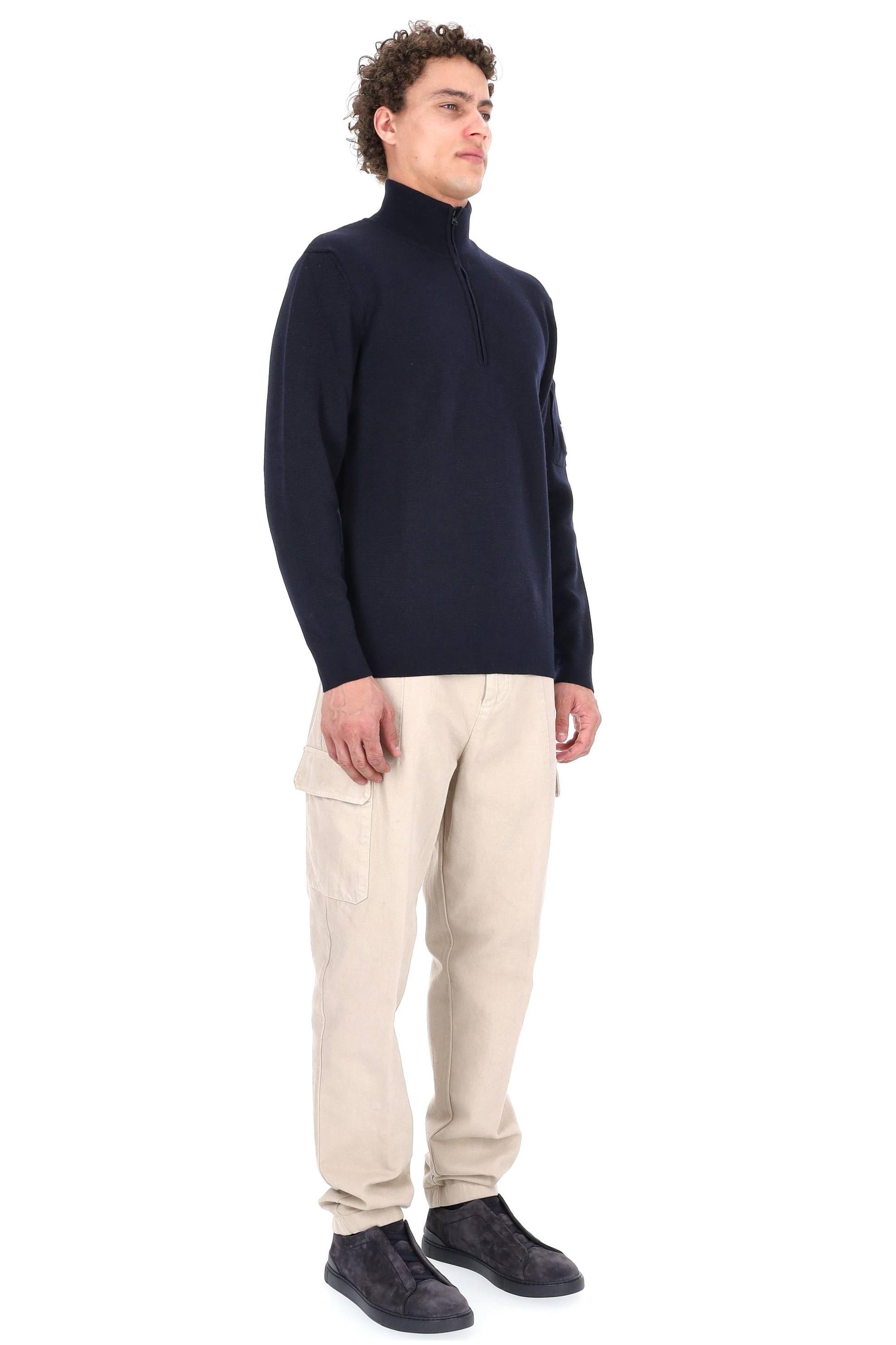 CP Company Maglia mezza zip in lana re-wool MKN201A00-6595A 888