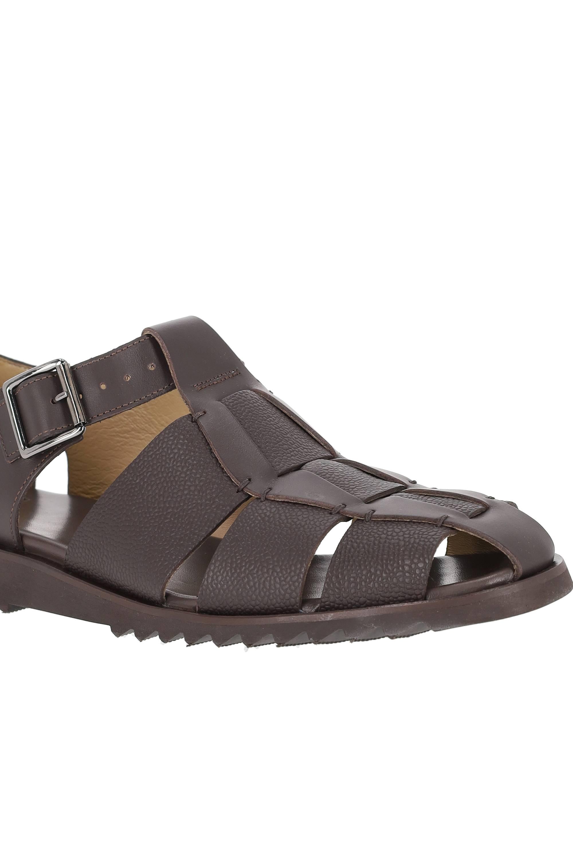 Paraboot Sandalo artigianale a ragnetto in pelle di vacchetta 123366 MARRON-LIS/GR CAFE