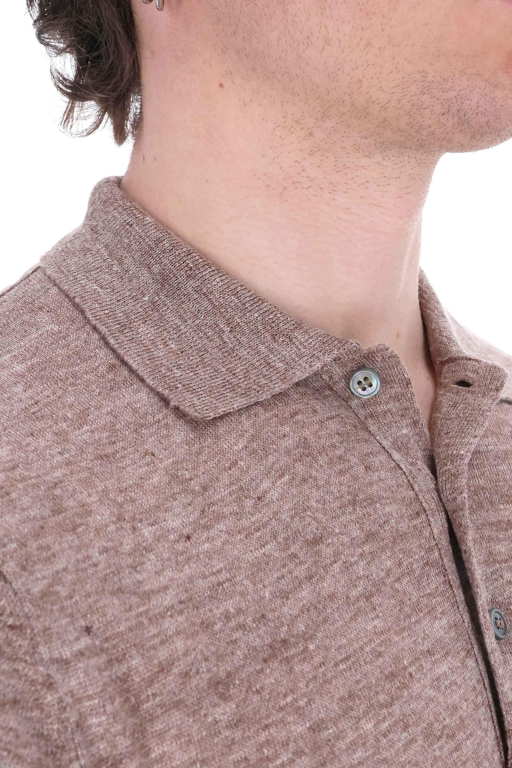 Polo in puro lino melange 24804 57587 140 Barba