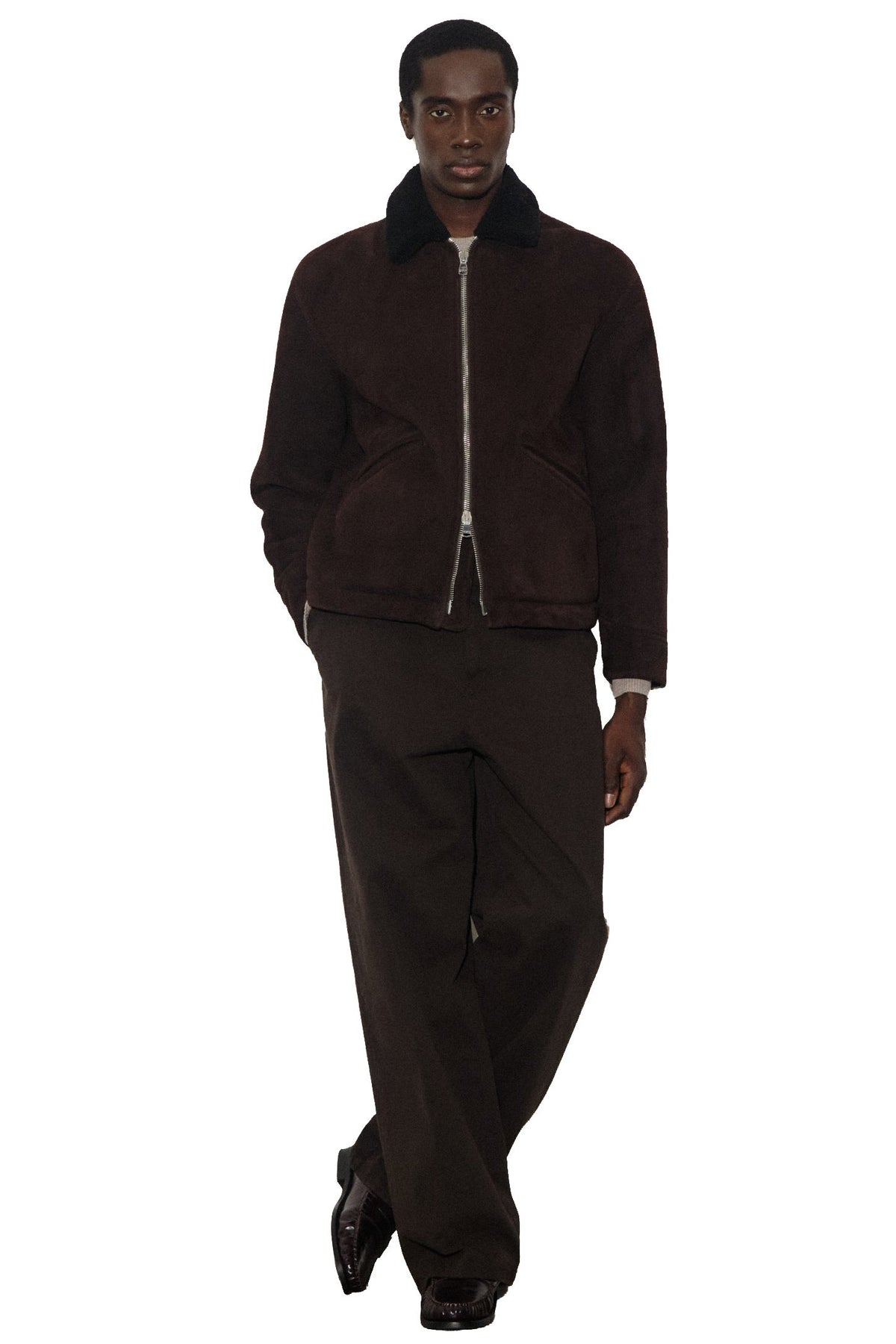 Giubbotti uomo – Giubbotto Henry in suede di montone con collo shearling staccabile – A26