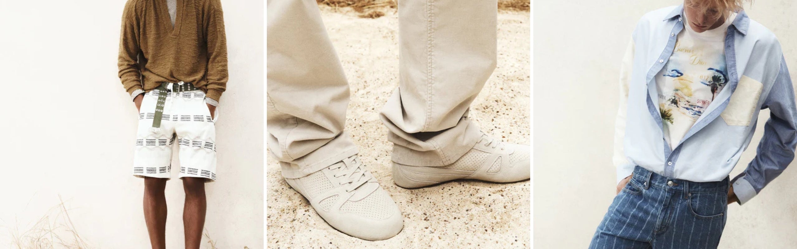 Look Isabel Marant uomo: bermuda etnici, t-shirt grafica e sneakers traforate