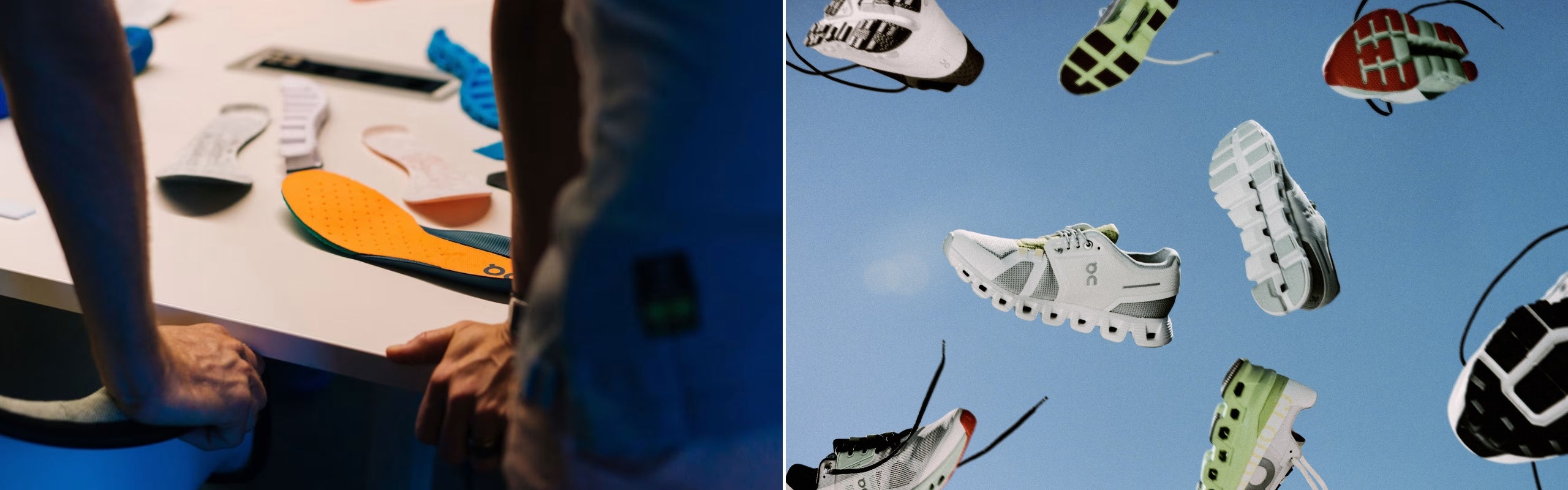 Sneakers On: dettagli solette e tecnologia CloudTec sospese nel cielo. Design high-tech svizzero | Setaccio