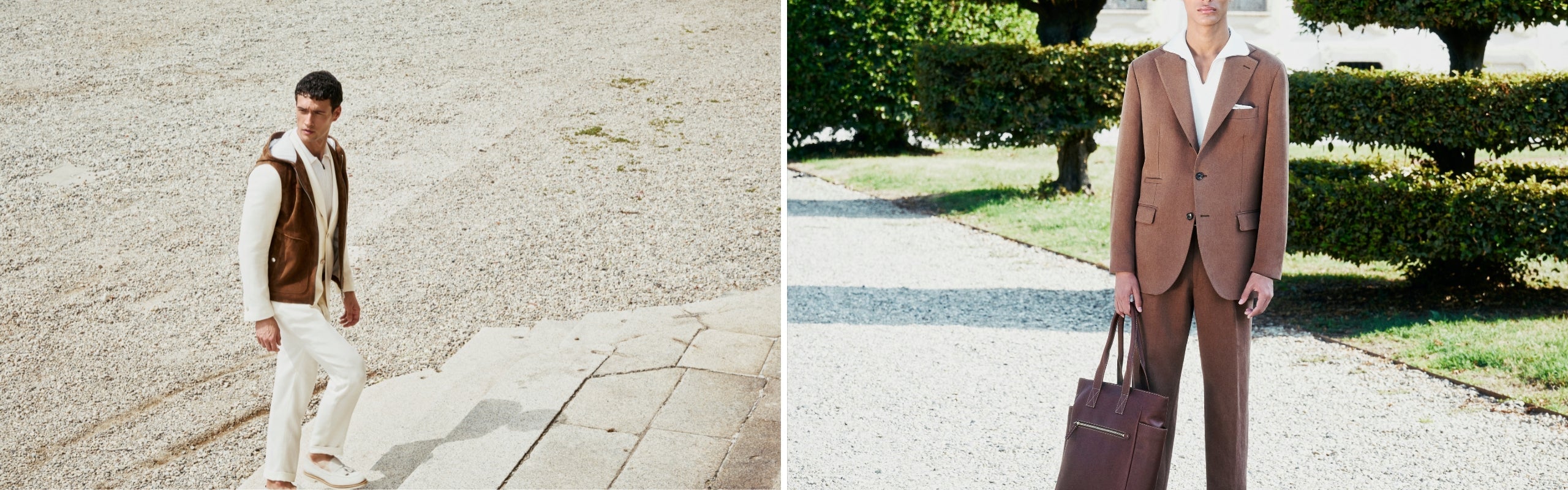 Eleventy uomo: casual con polo, capospalla e pantaloni chiari e formale con abito e accessori. Stile smart luxury | Setaccio