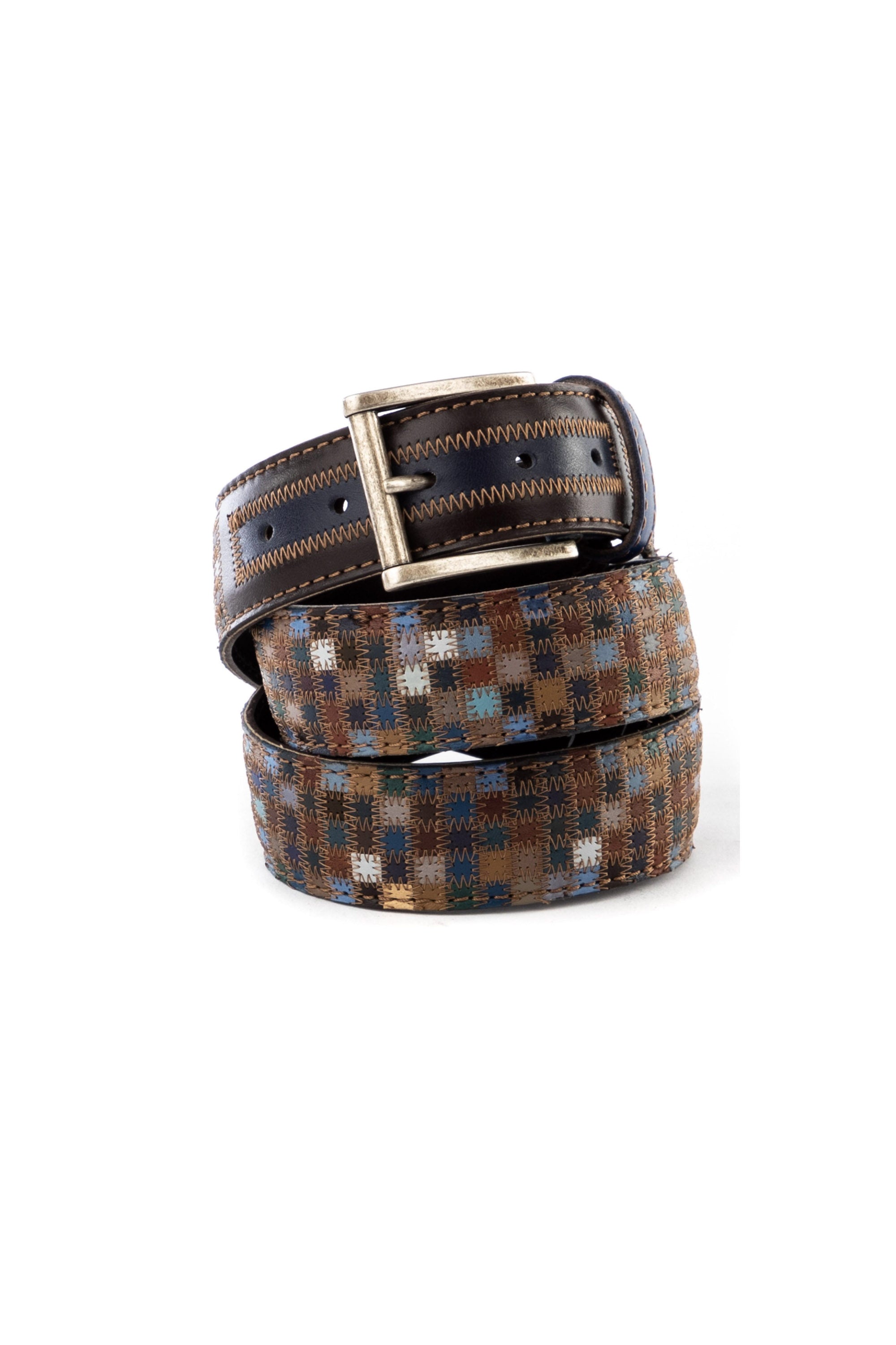 Handcrafted "tiled" leather belt