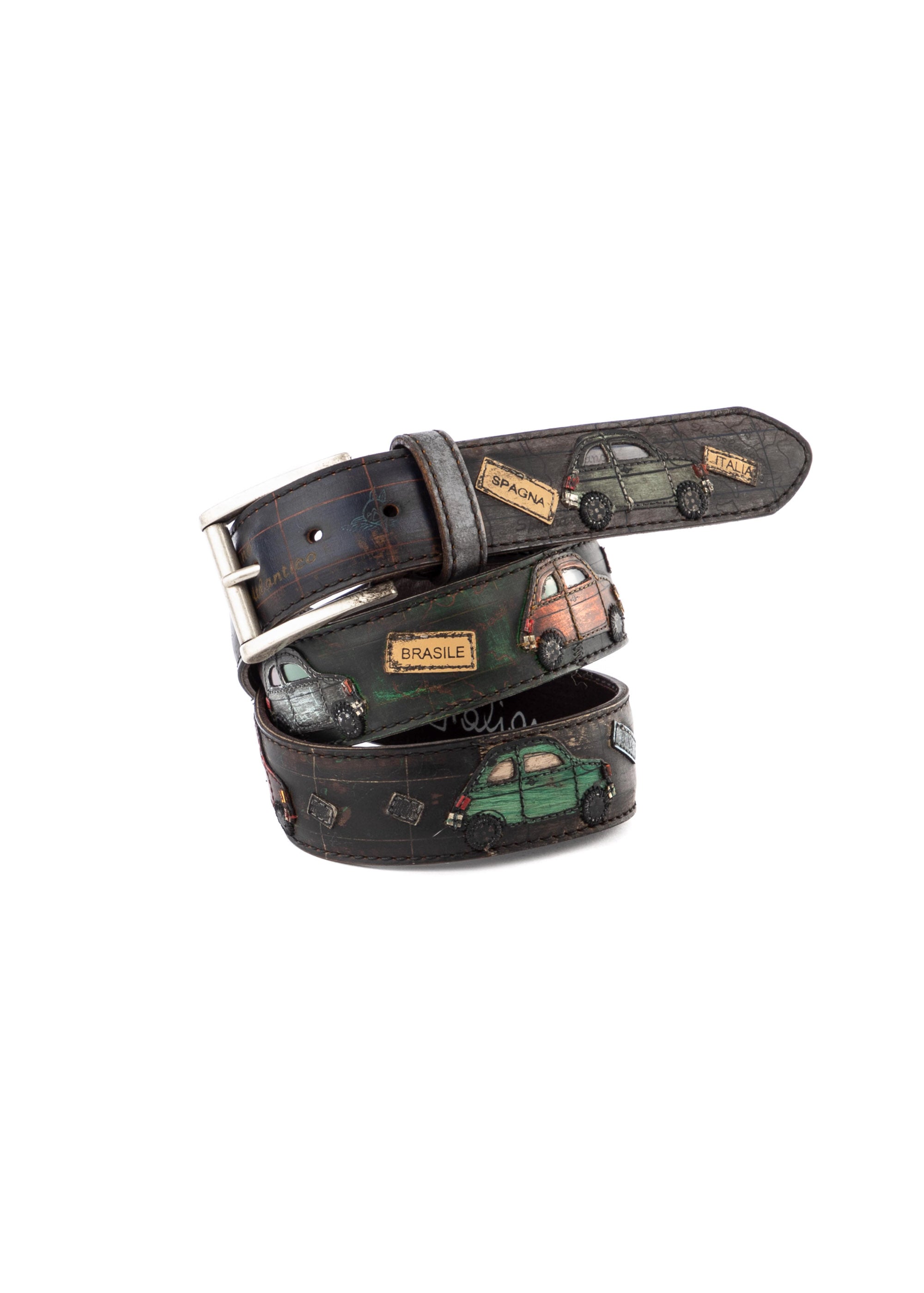 Multicolor "around the world" handcrafted belt