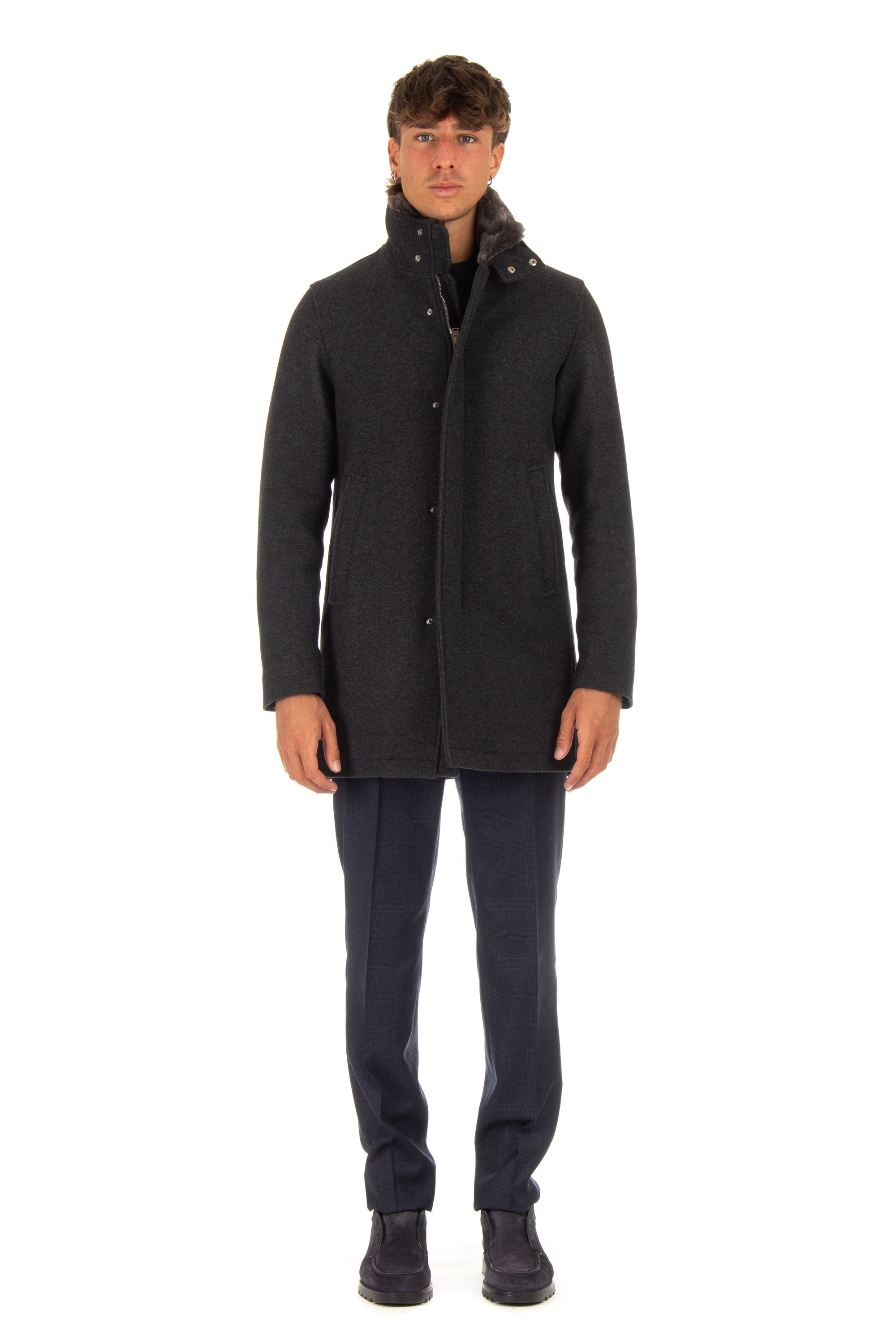 Herno Cappotto in lana imbottito in thermore e collo in castoro CA0071U NEW-2 9480 