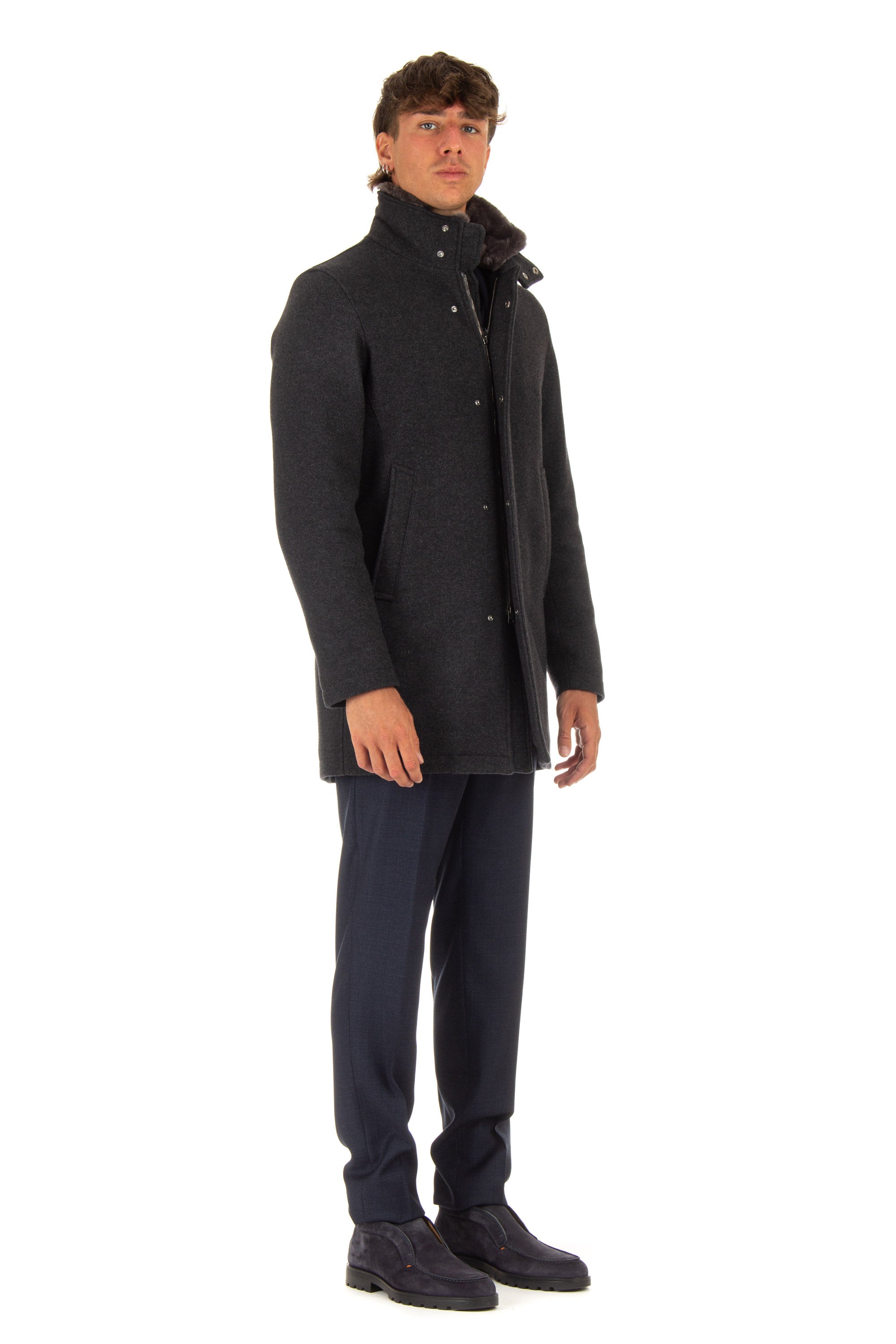 Herno Cappotto in lana imbottito in thermore e collo in castoro CA0071U NEW-2 9480 