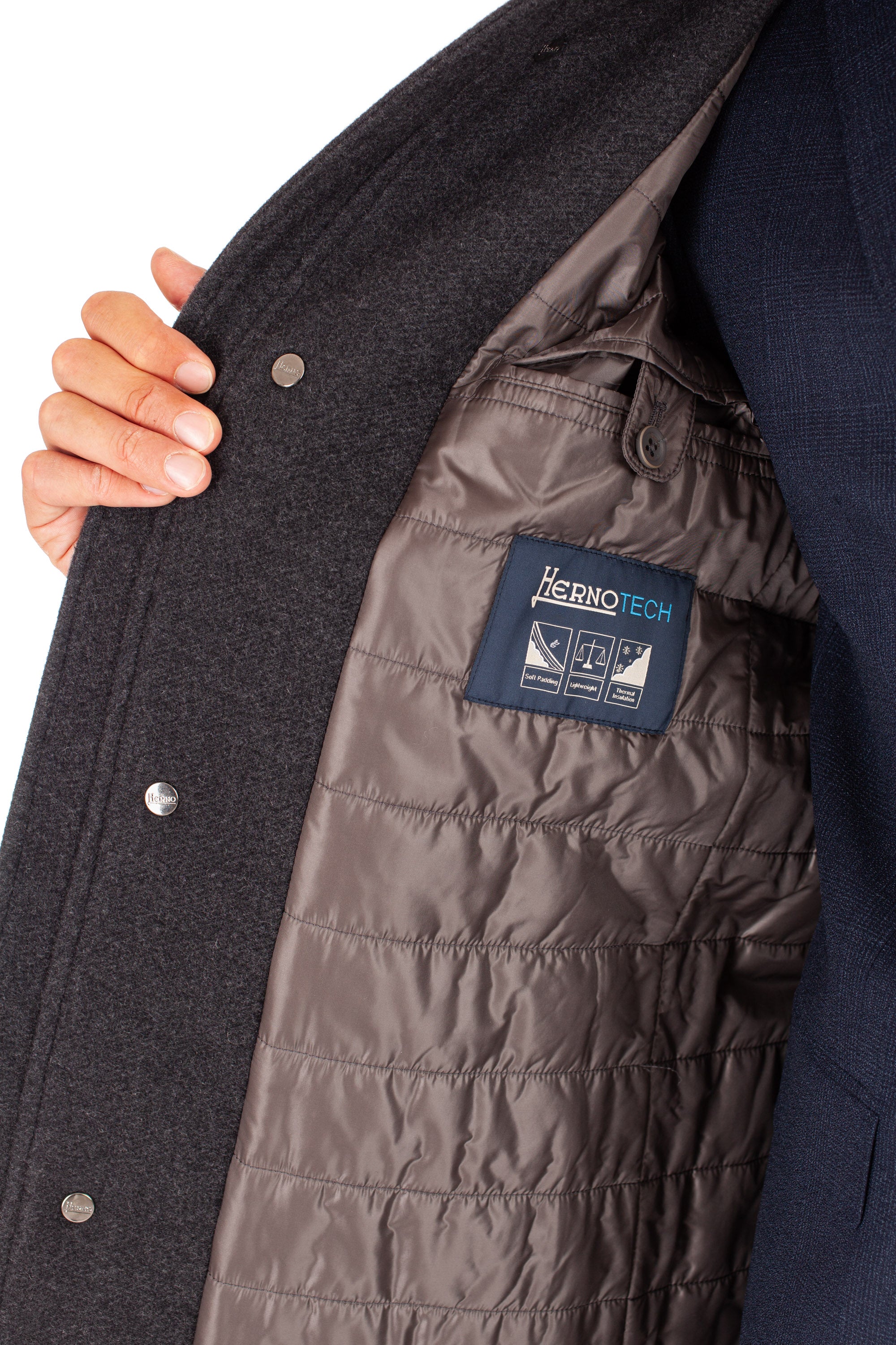 Herno Cappotto in lana imbottito in thermore e collo in castoro CA0071U NEW-2 9480 