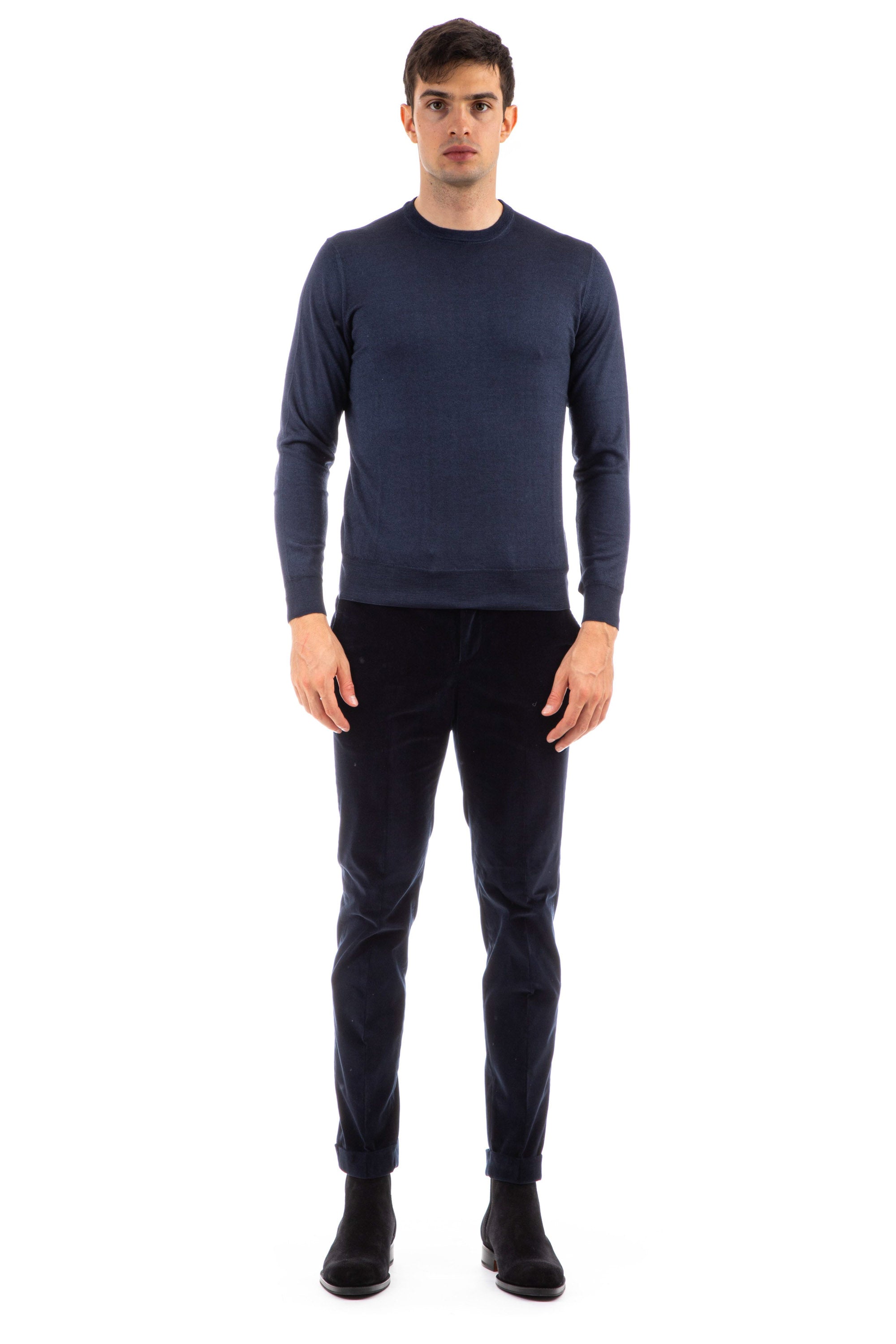 Cashmere-silk crew neck sweater