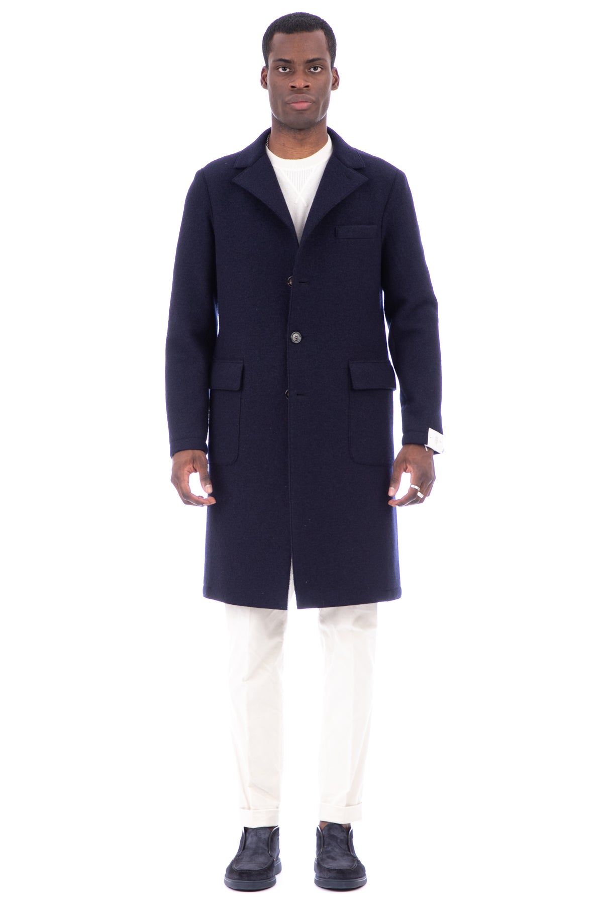 Eleventy Cappotto monopetto in lana taglio vivo D70CAPD01 CAS24004 11N 