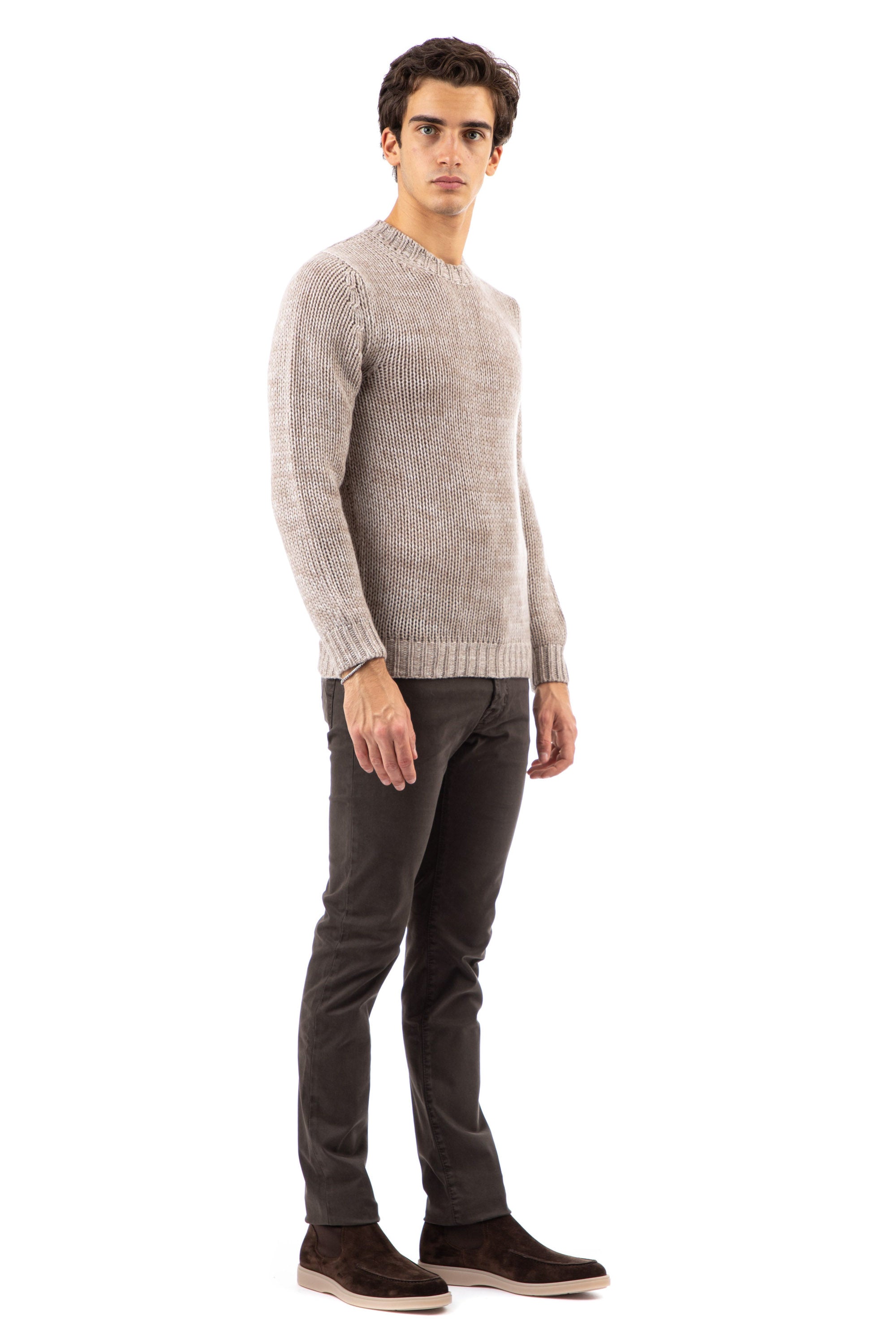 Crew-neck sweater in pure cashmere, gauge 3