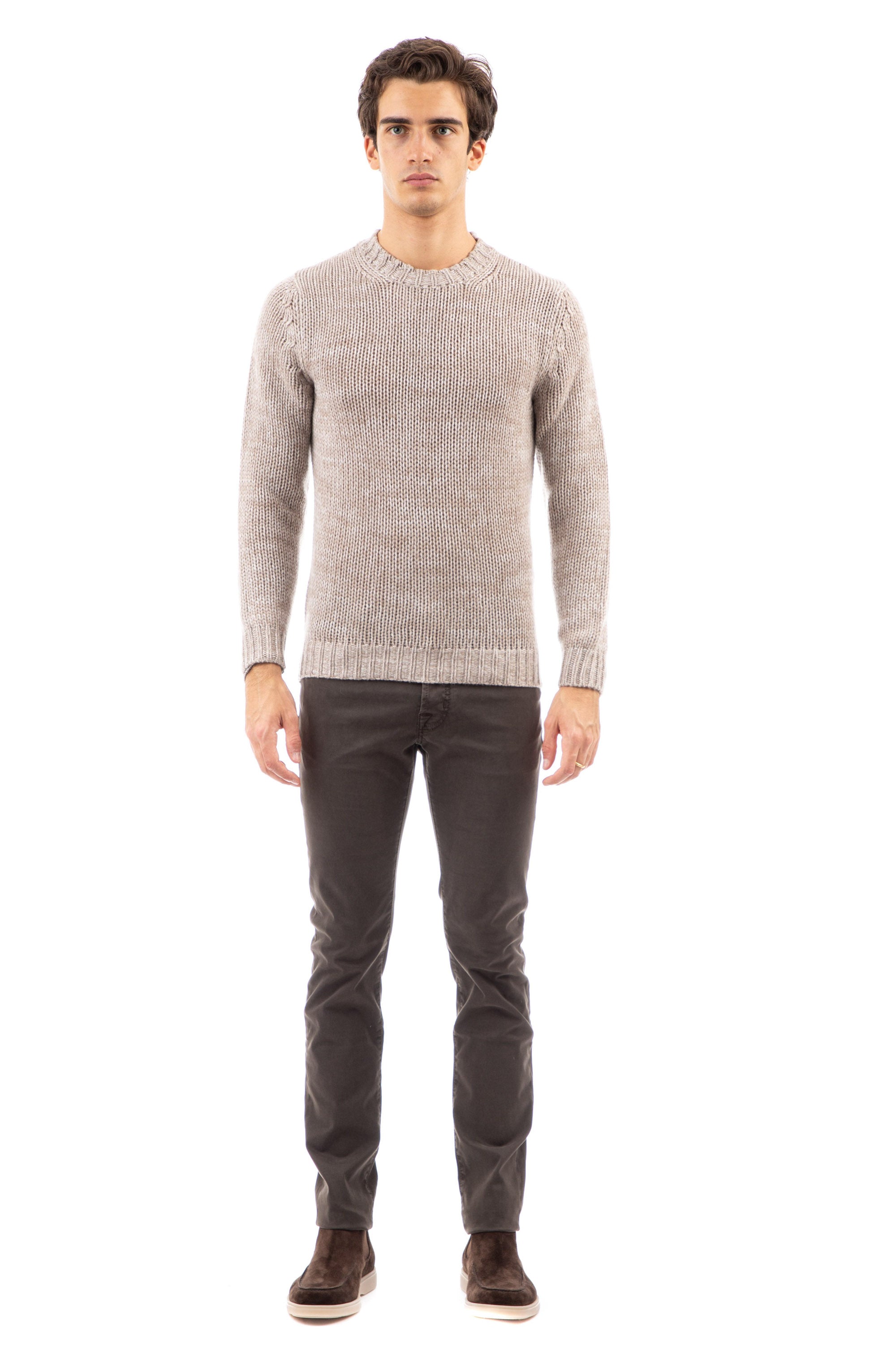 Crew-neck sweater in pure cashmere, gauge 3