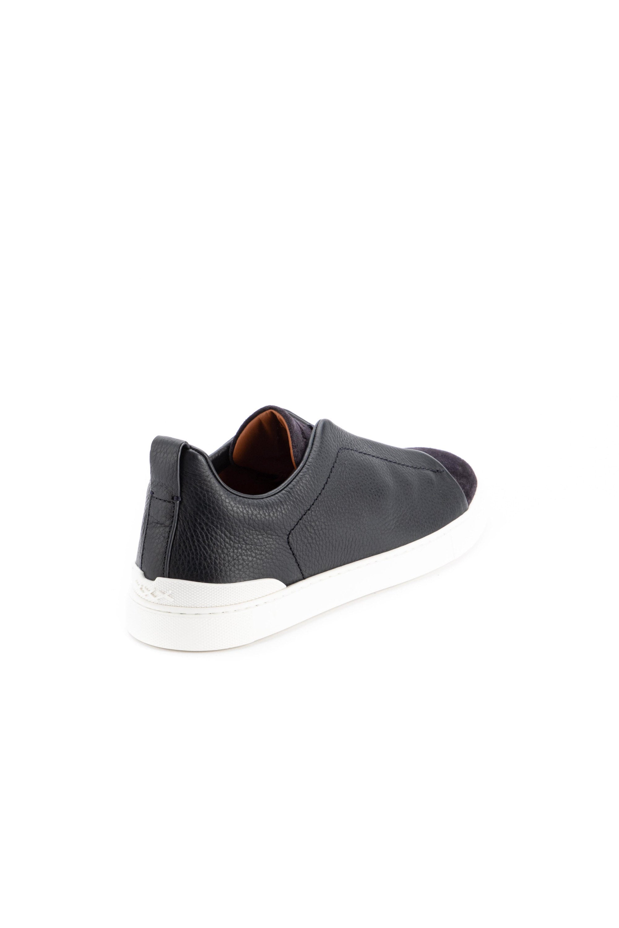 Zegna Sneakers Triple Stitch bimateriale in pelle e camoscio LHRHS A4667X NAV 