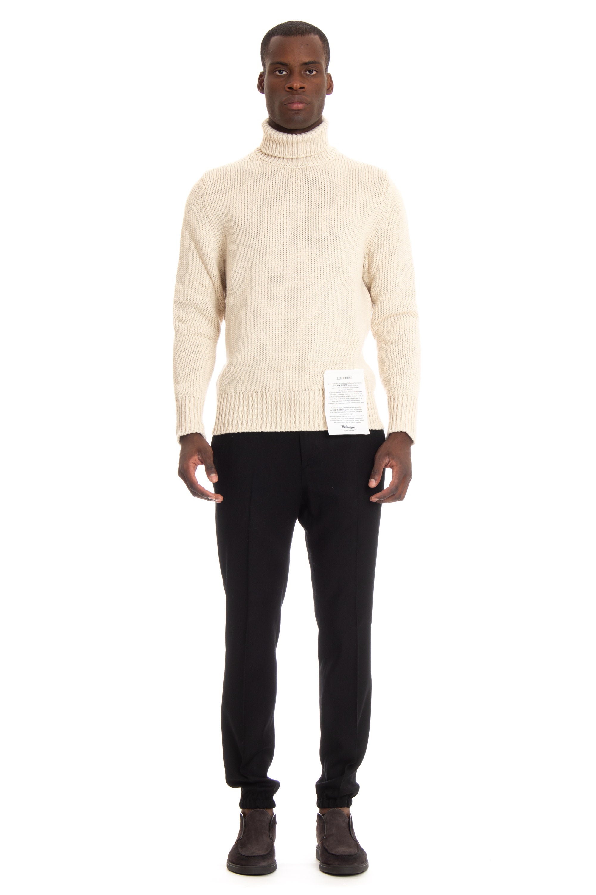 Cob stitch turtleneck in pure cashmere