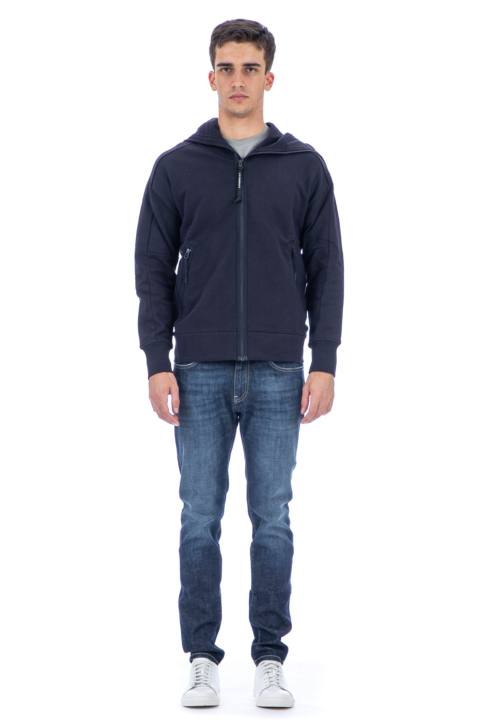 Felpa explorer full zip in cotone con cappuccio