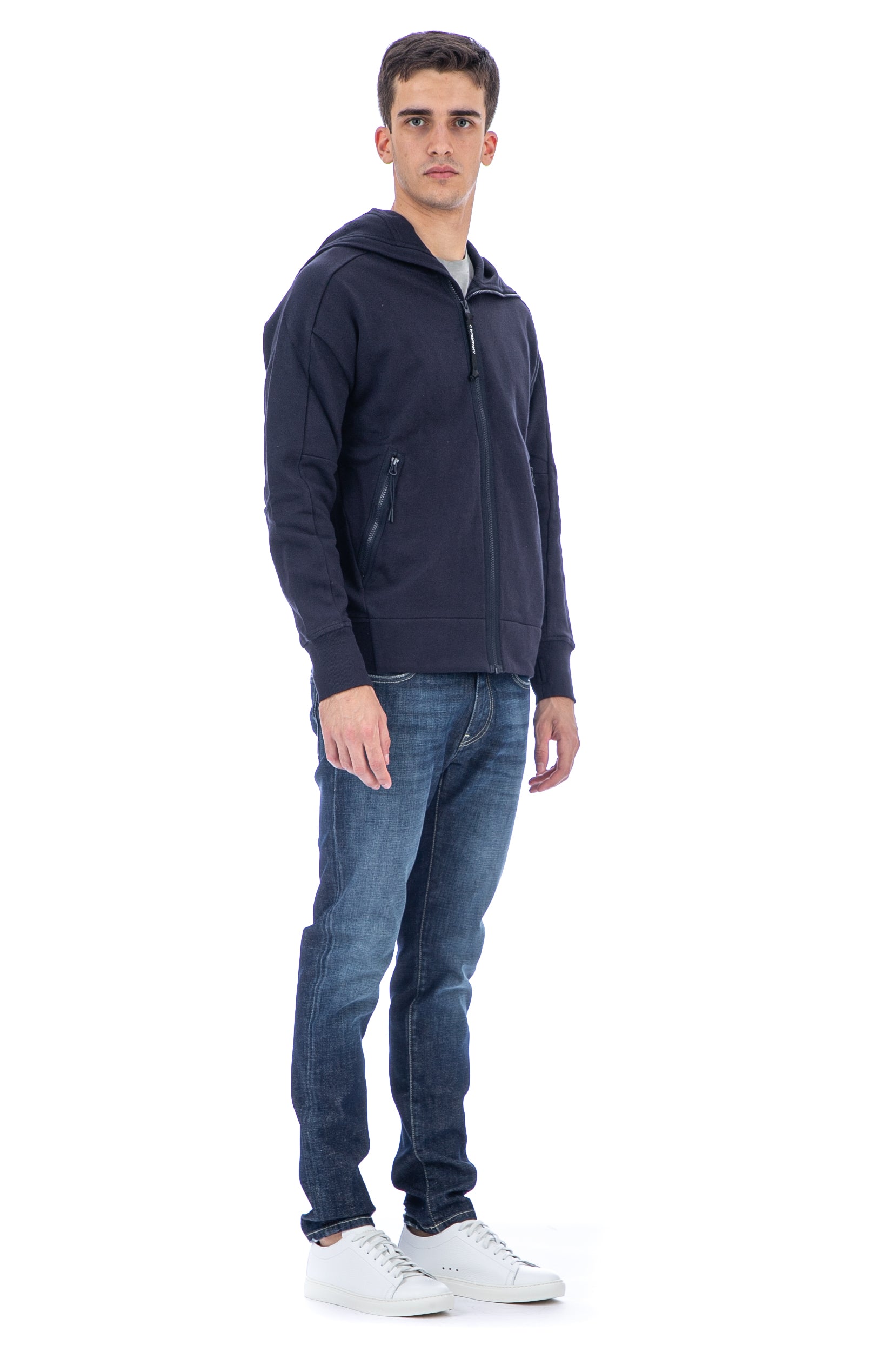 Felpa explorer full zip in cotone con cappuccio