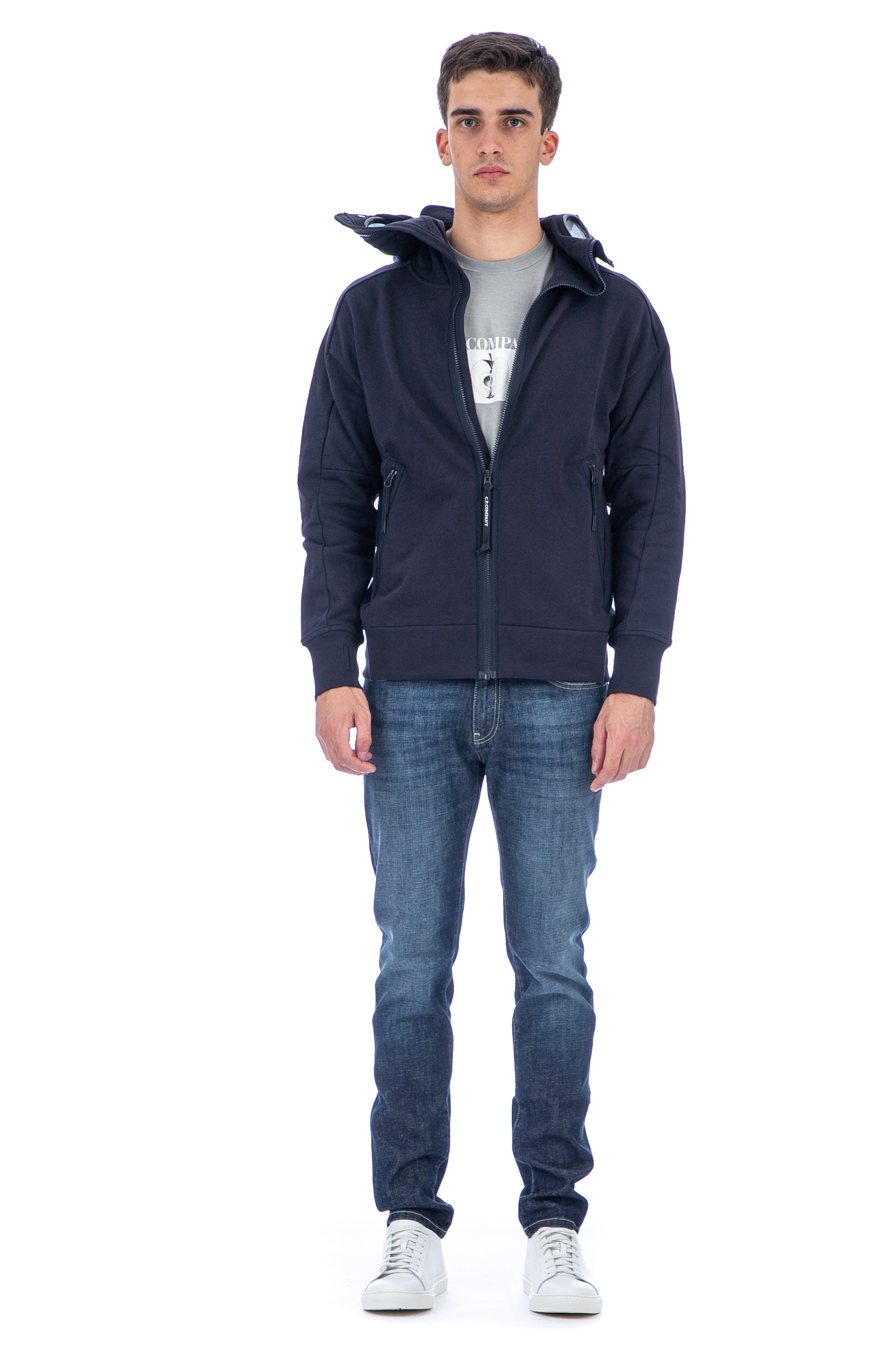 Felpa explorer full zip in cotone con cappuccio