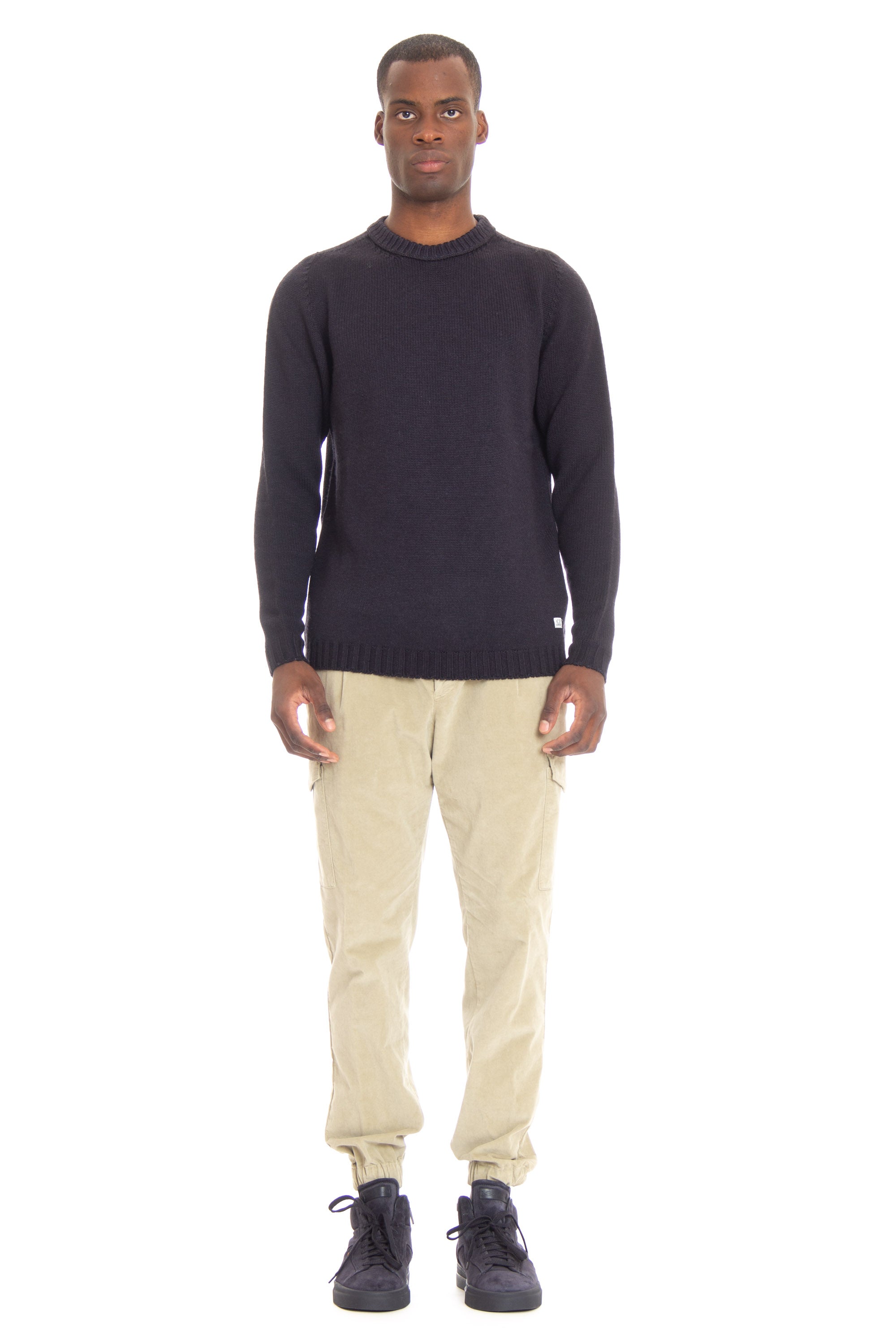 Crew-neck sweater in frosted dyed virgin wool