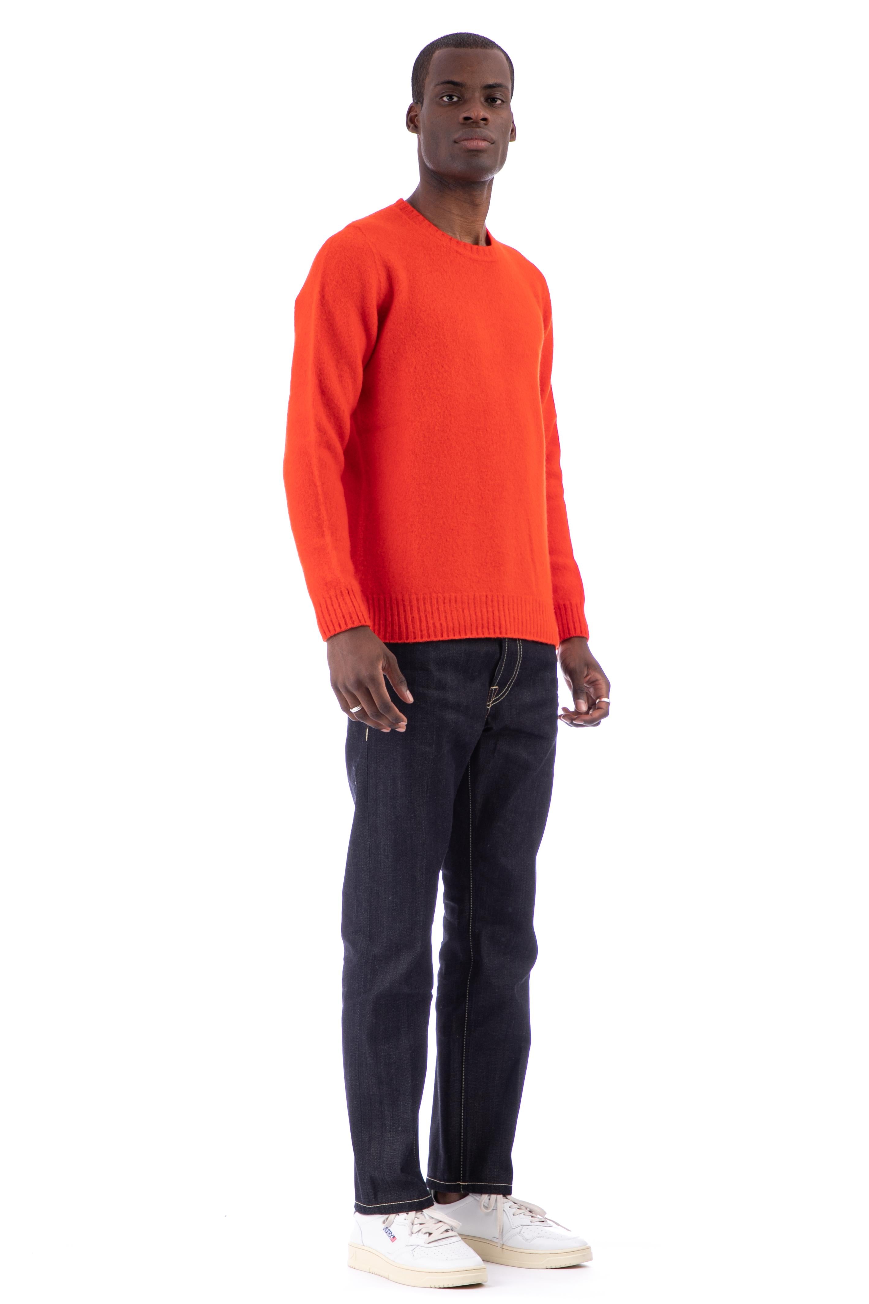 Crew-neck sweater in brushed wool