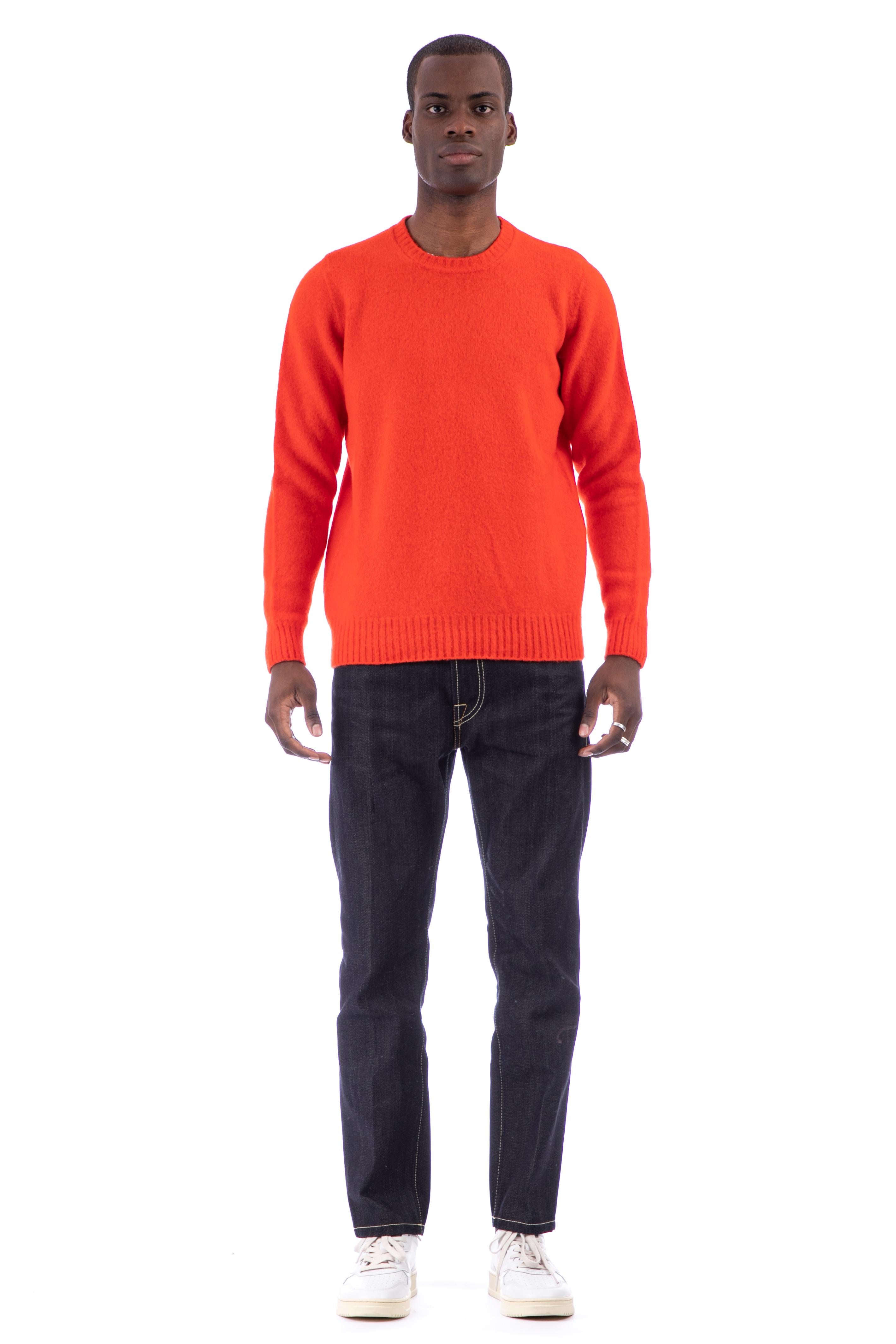 Crew-neck sweater in brushed wool