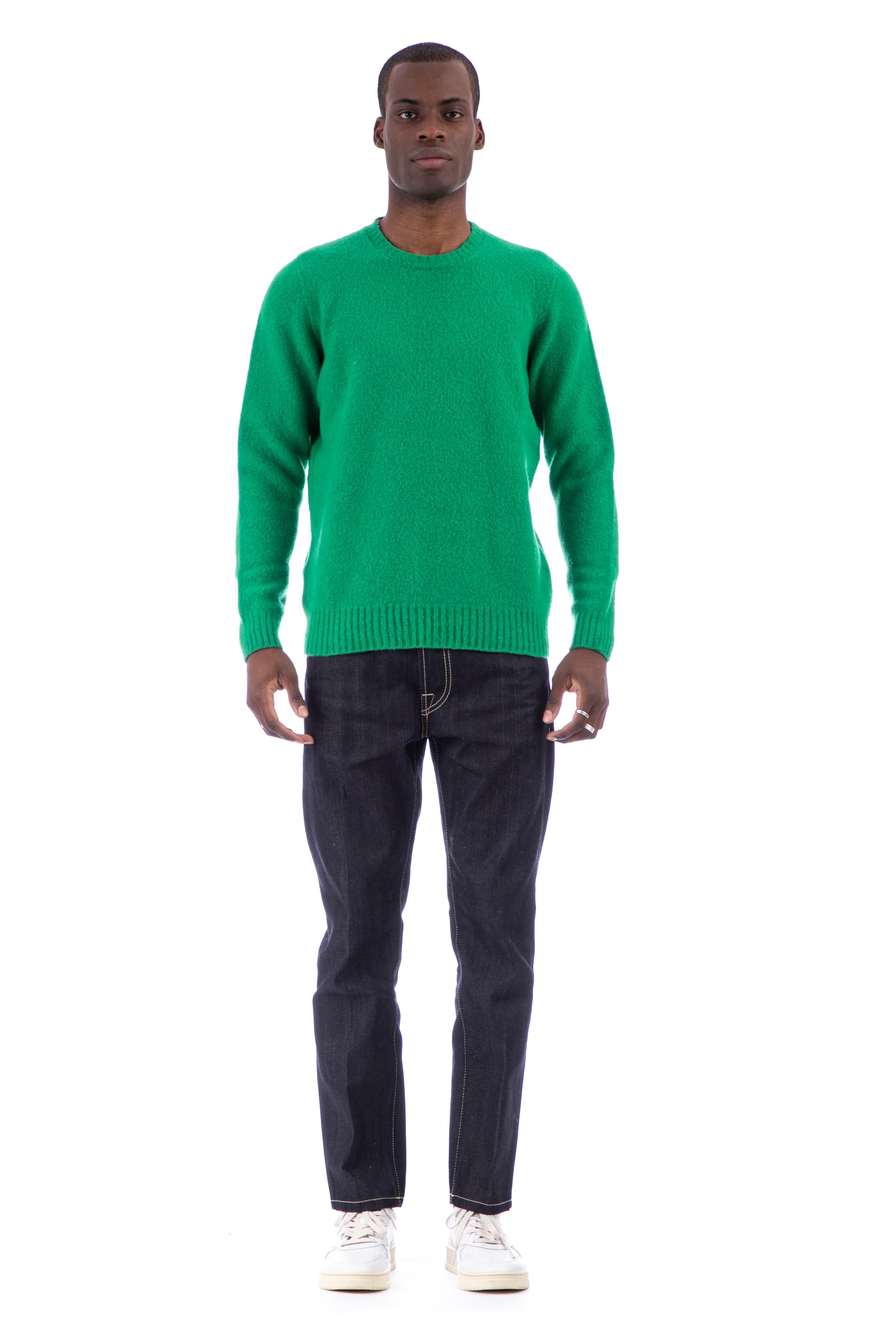 Crew-neck sweater in brushed wool