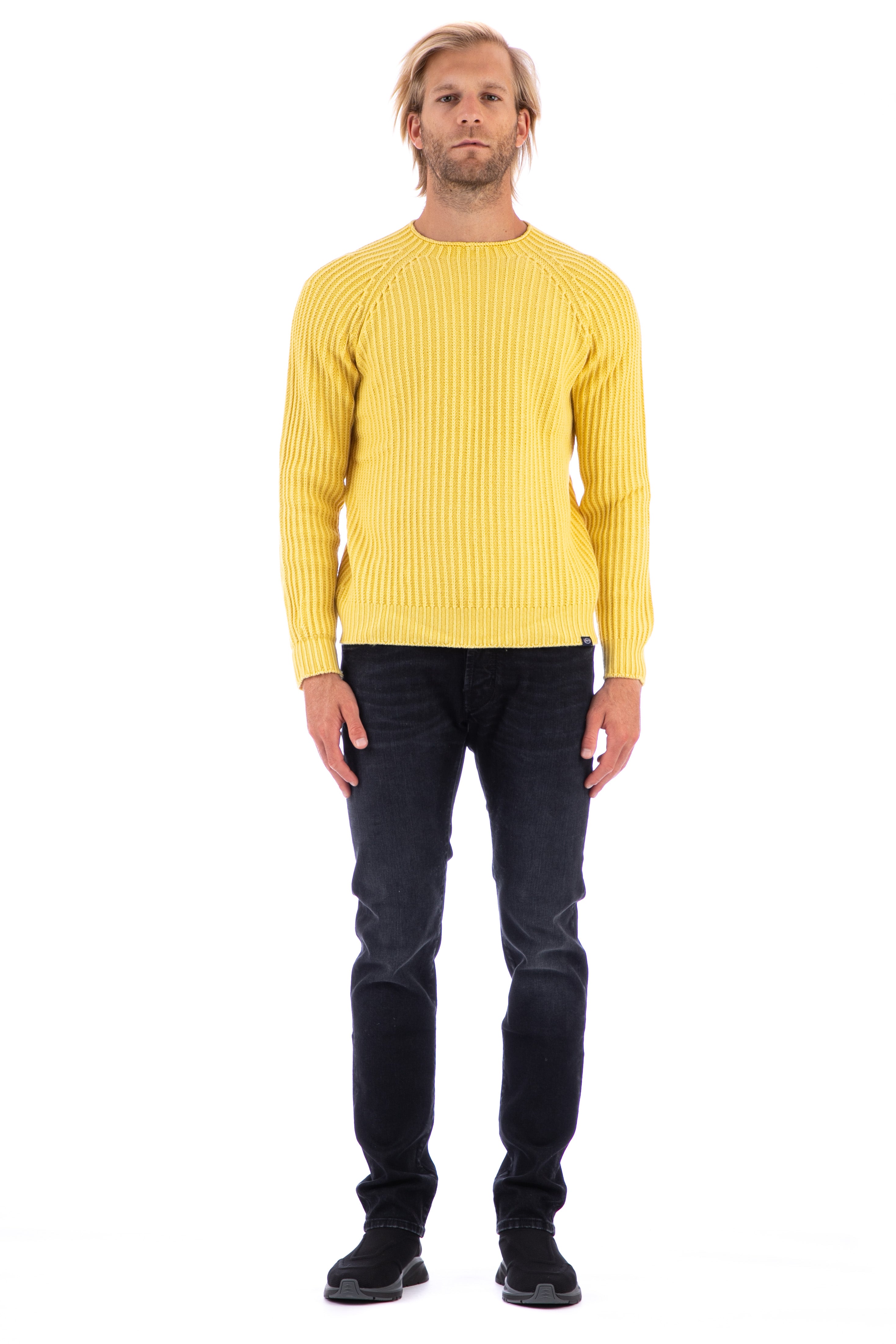 Reversible English rib wool crewneck sweater mod. tamata