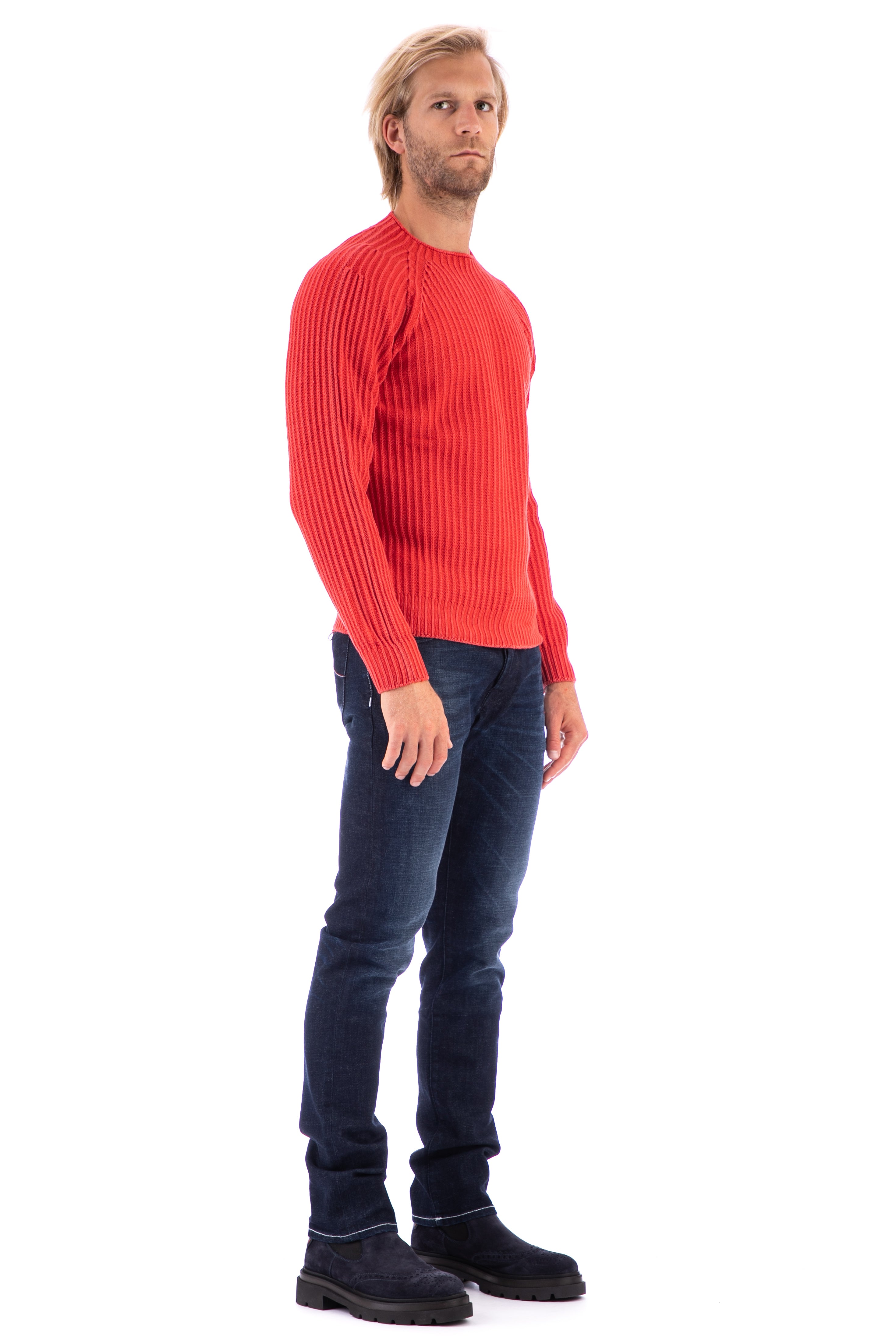 Reversible English rib wool crewneck sweater mod. tamata