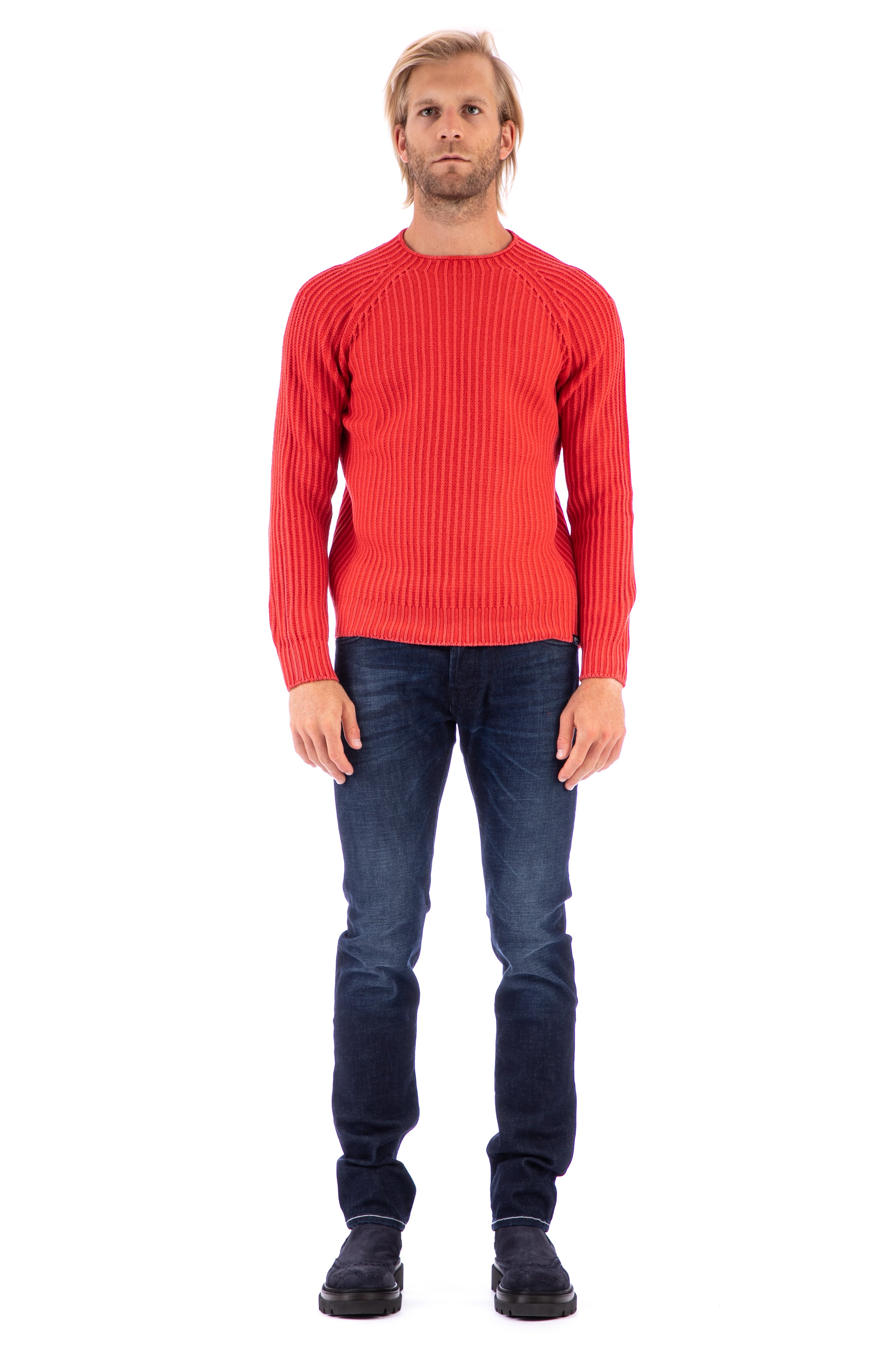 Reversible English rib wool crewneck sweater mod. tamata