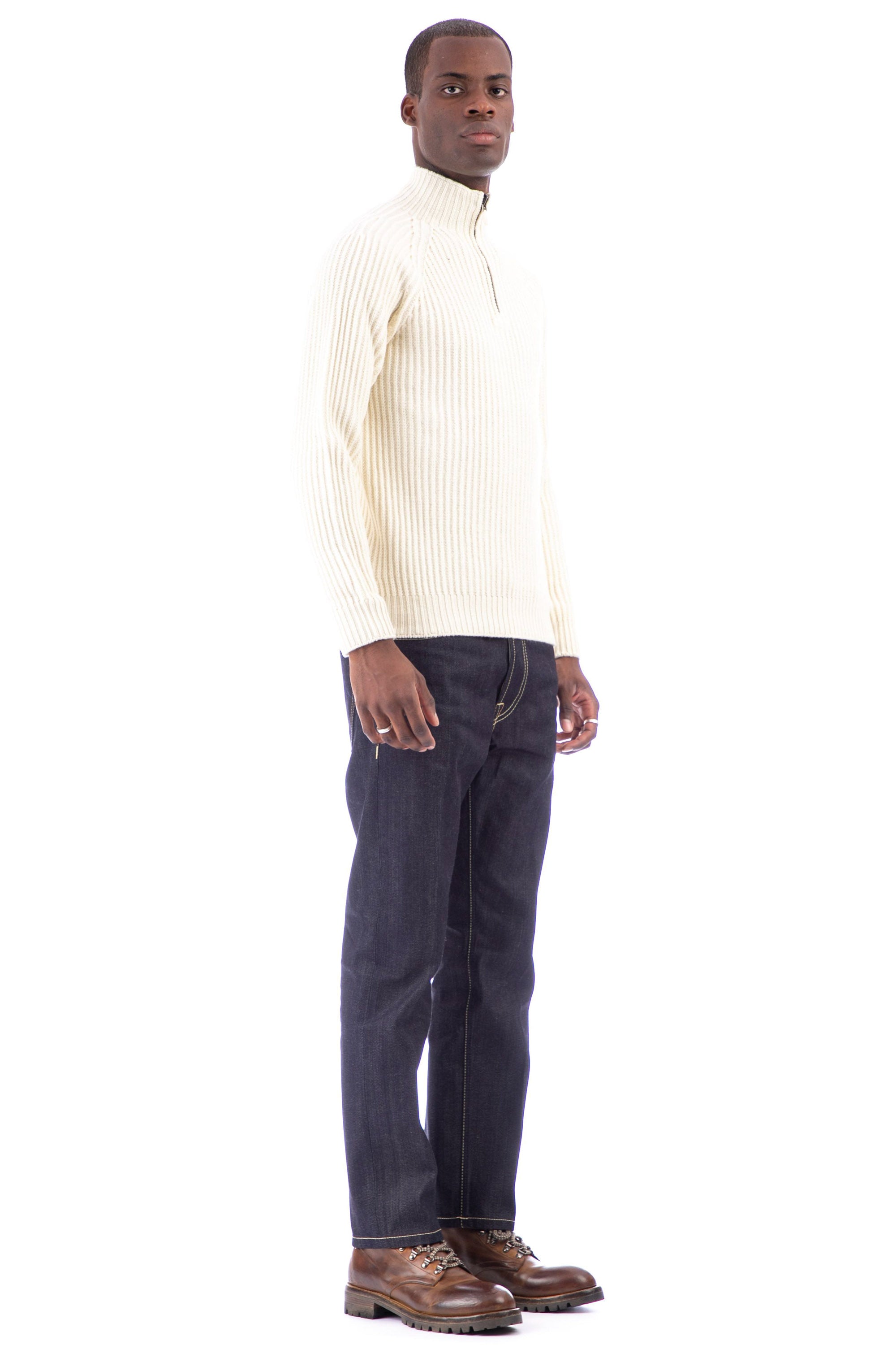 Half zip sweater in virgin wool mod. Tamata