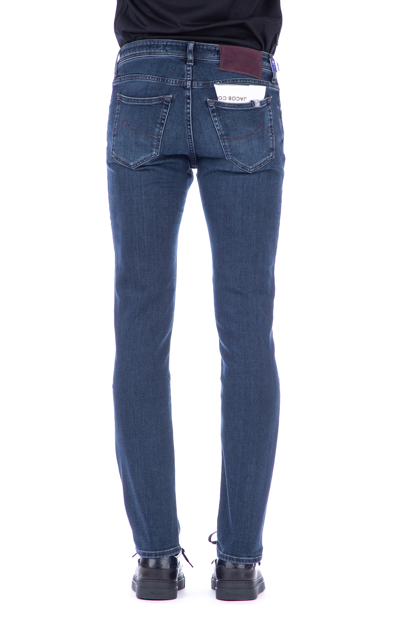 Cotton-lyocell jeans with nick fit suede label