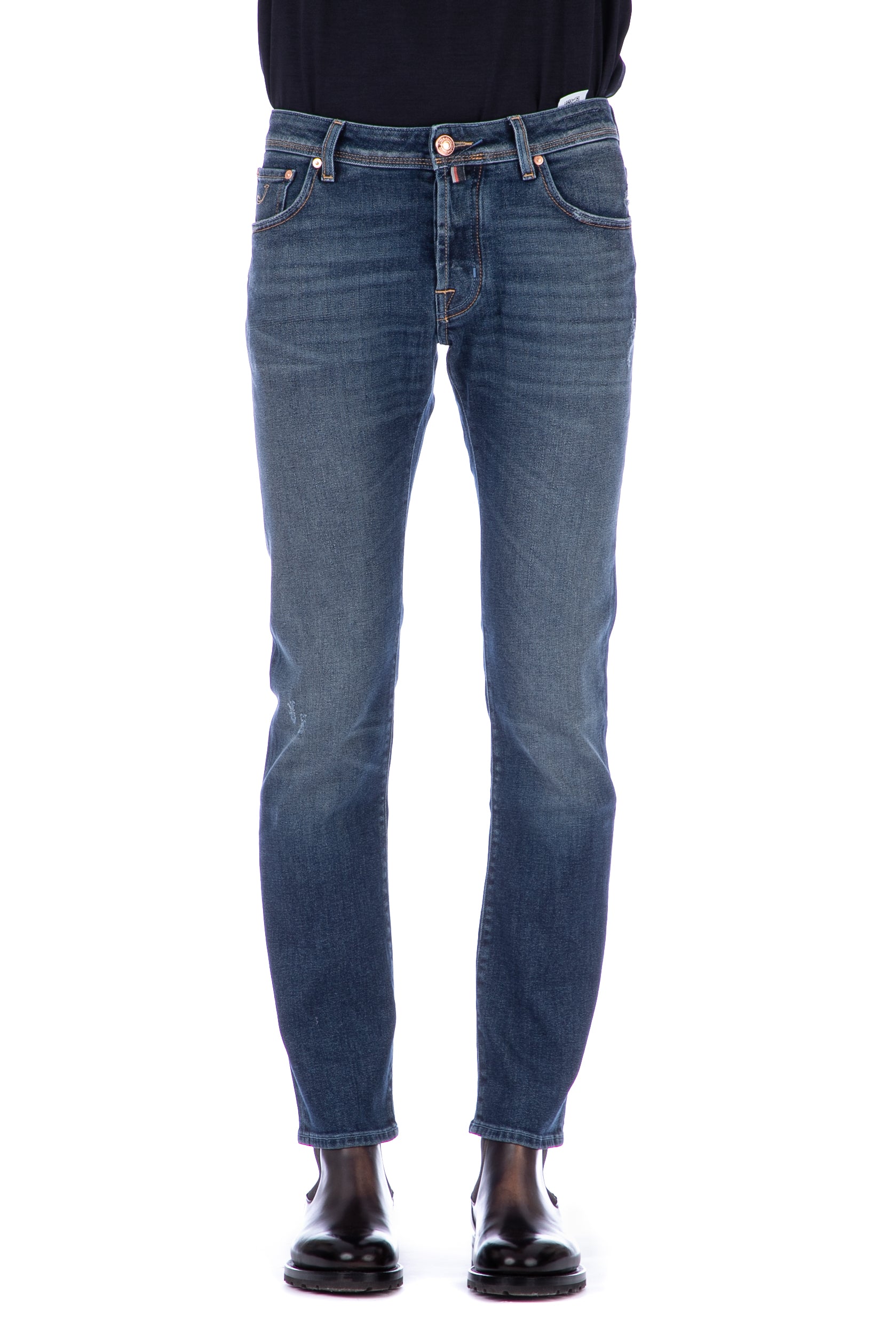 Two-tone nick fit label jeans