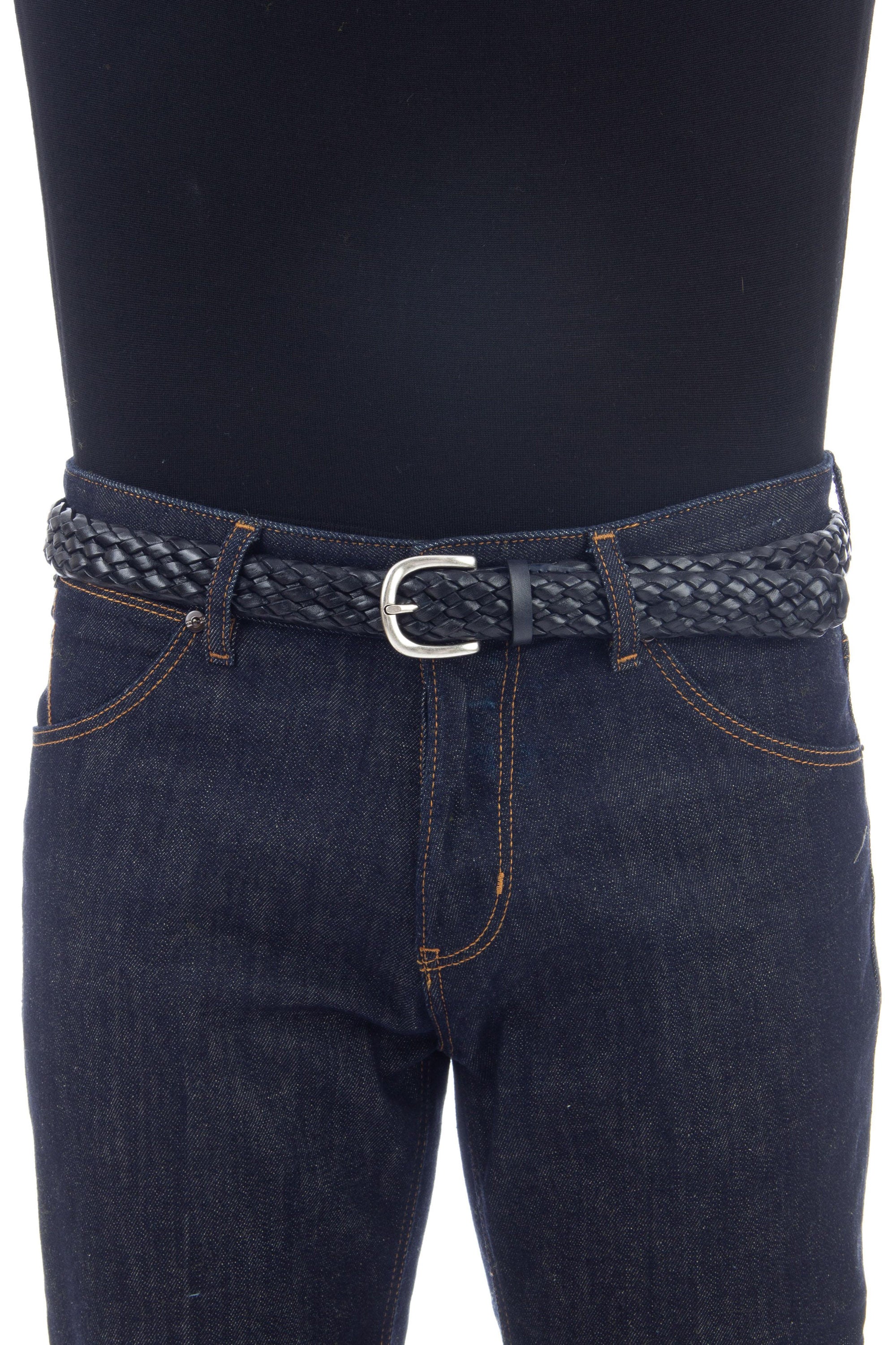 Woven leather belt