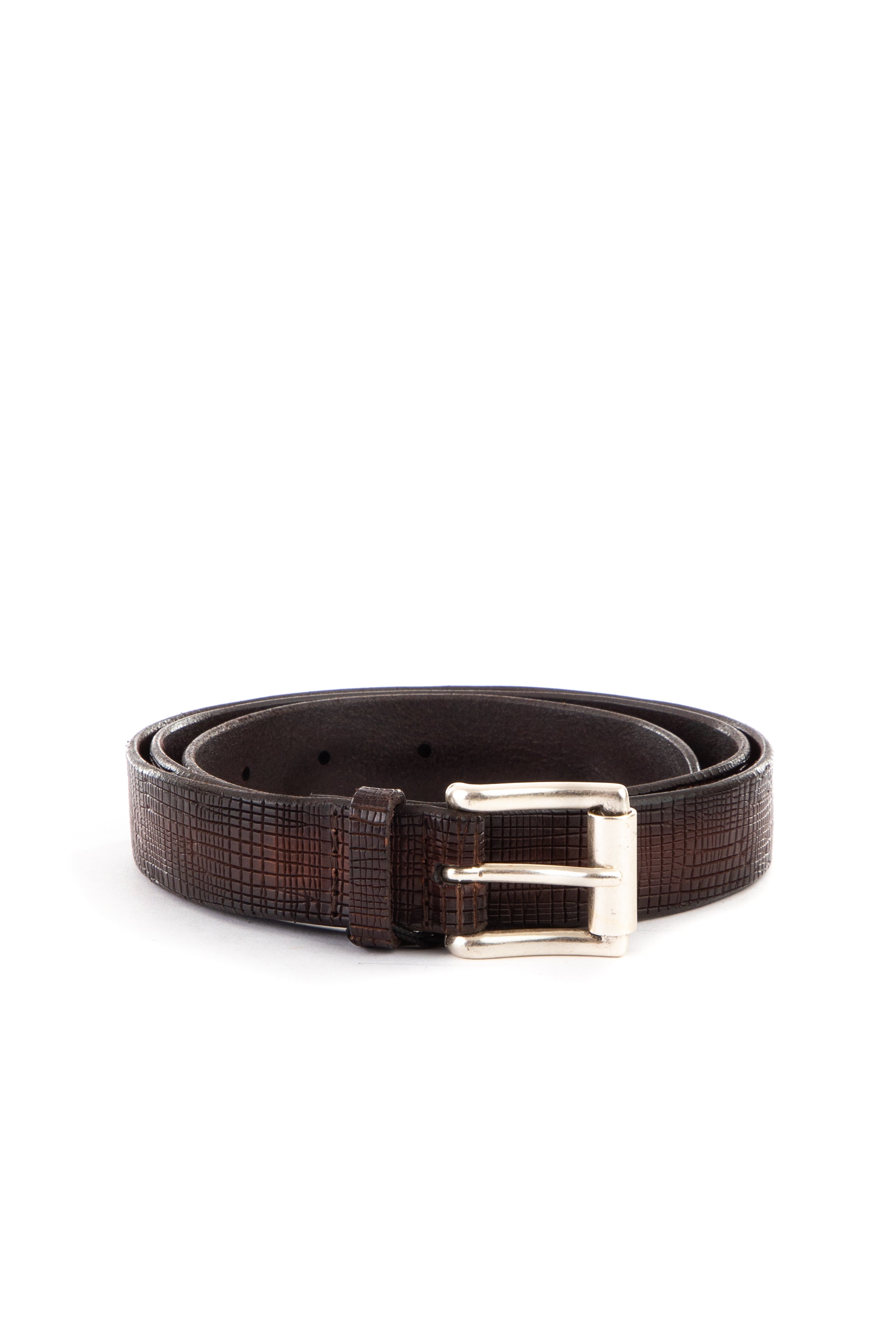 Barked leather belt