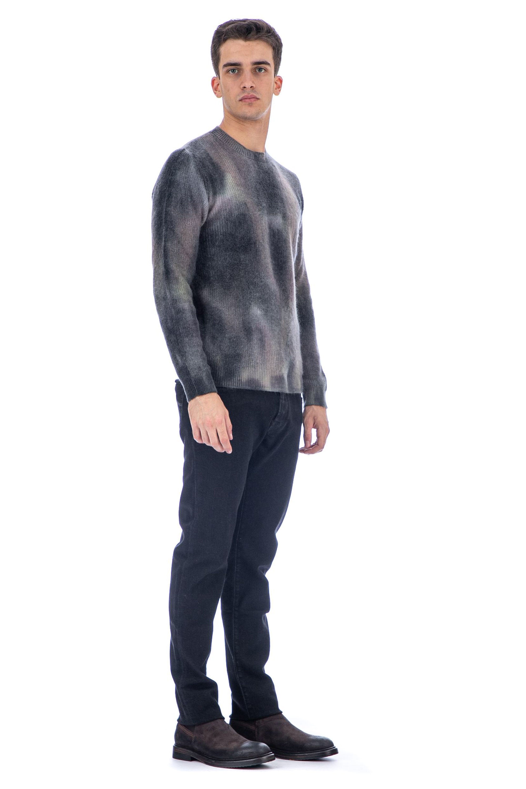 Airbrushed wool-mohair crew neck sweater