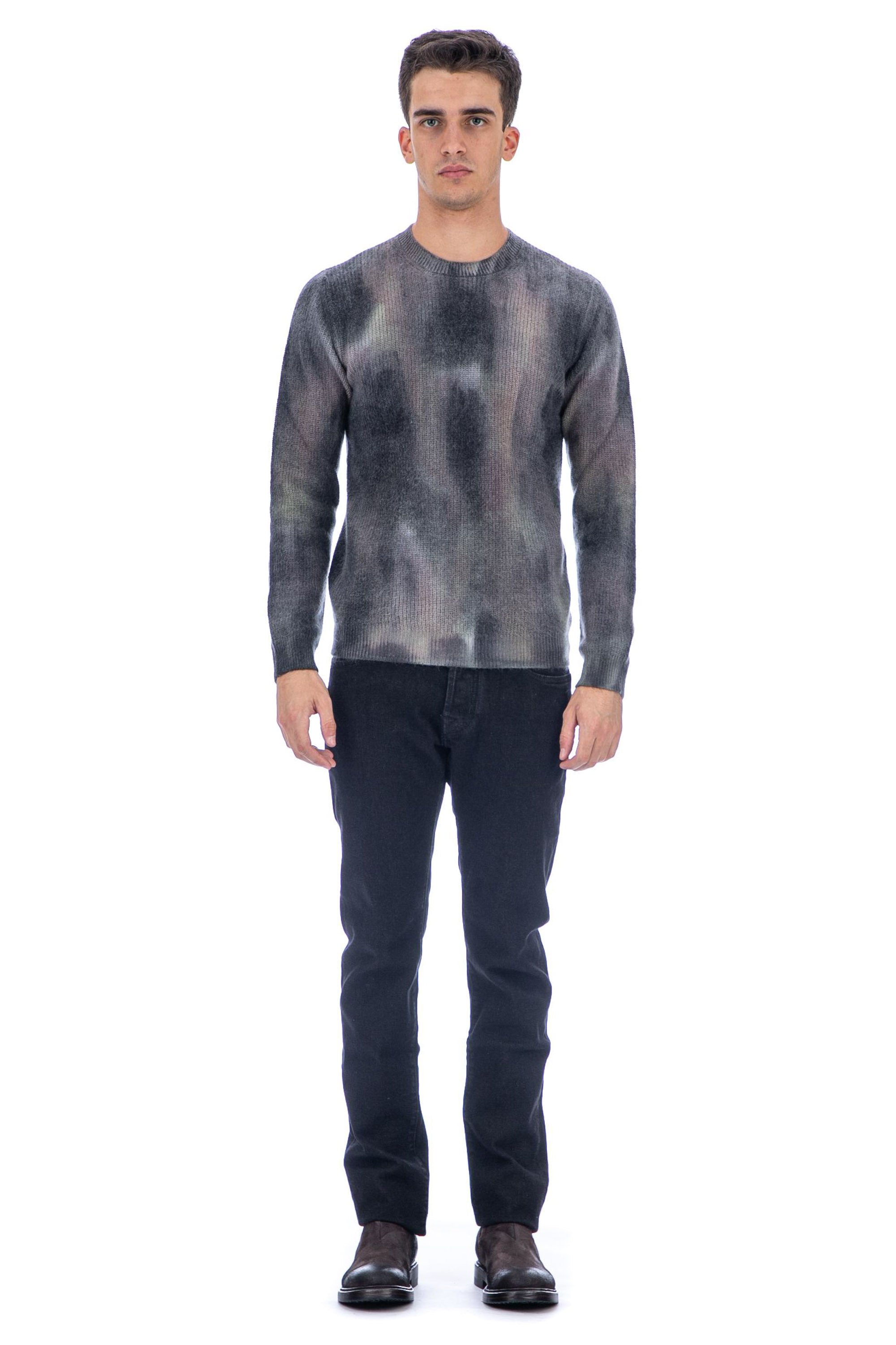 Airbrushed wool-mohair crew neck sweater