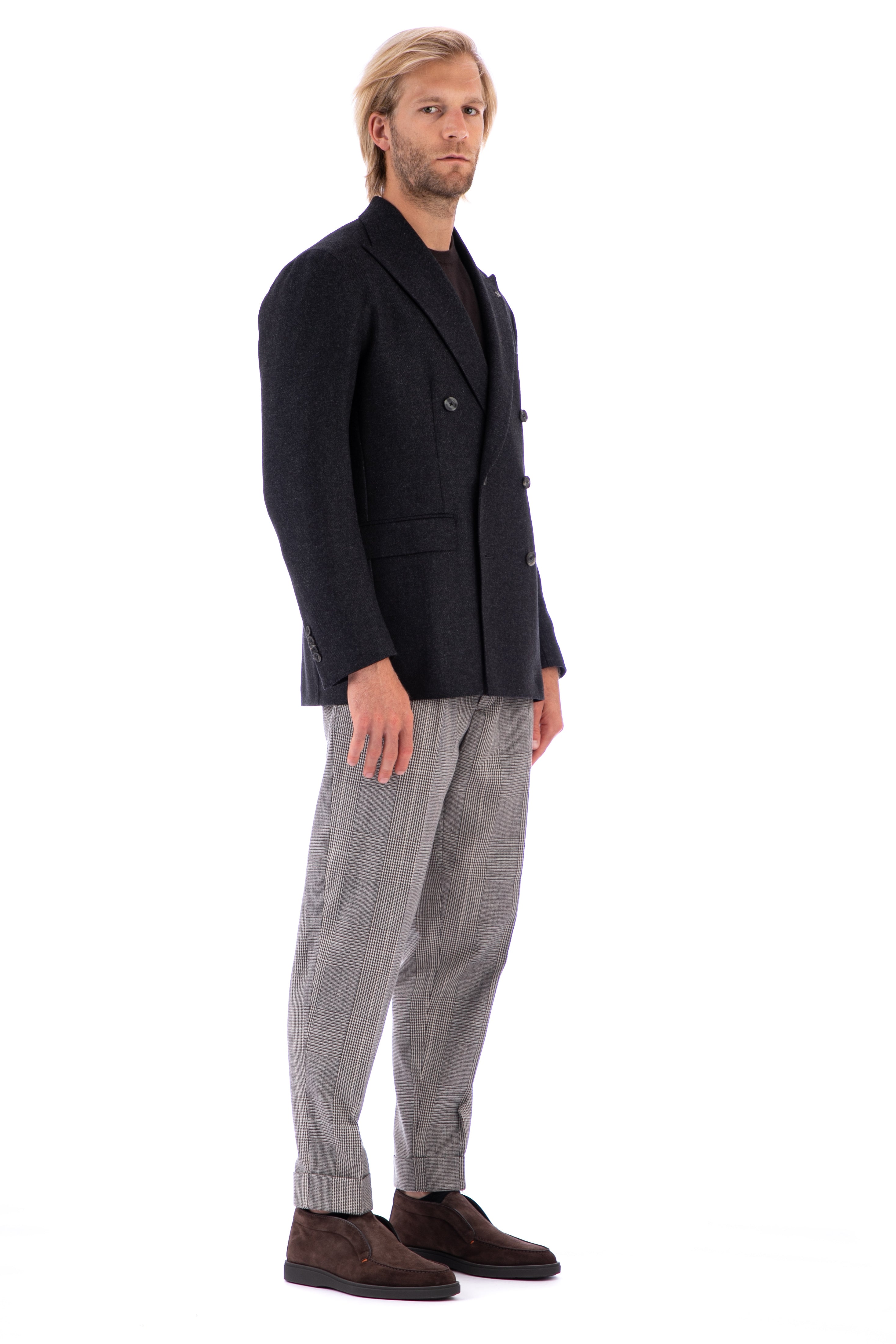 New York line double-breasted wool-cashmere jacket