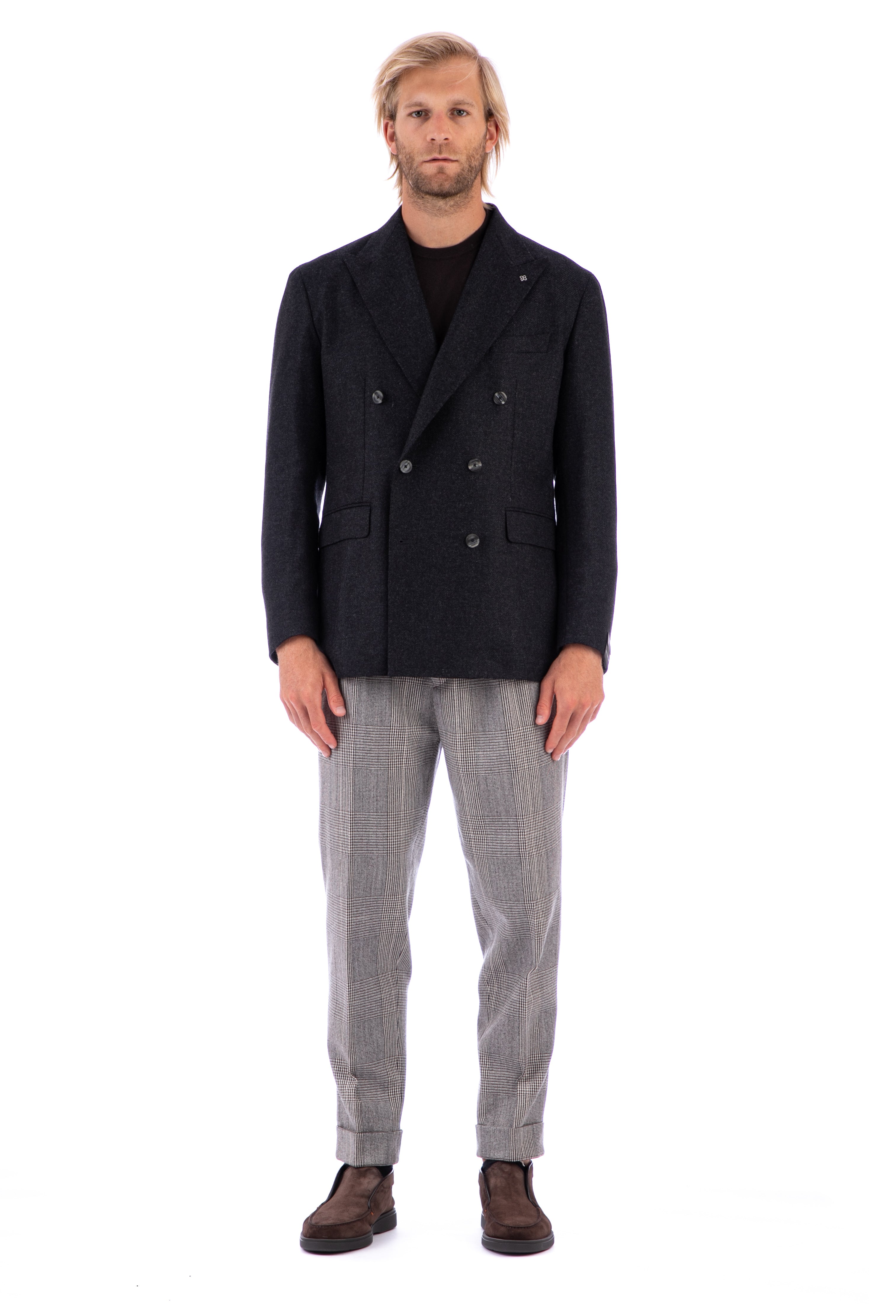 New York line double-breasted wool-cashmere jacket
