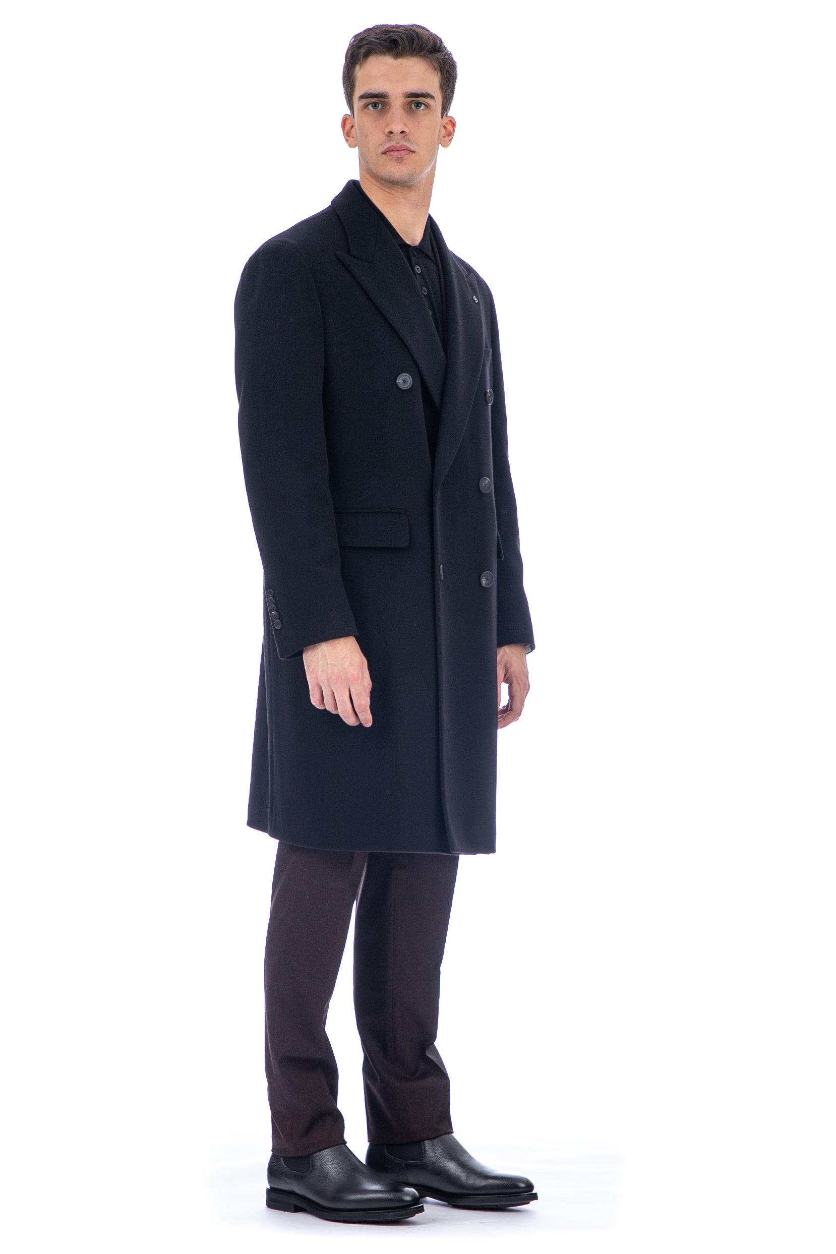 Double-breasted wool-cashmere coat