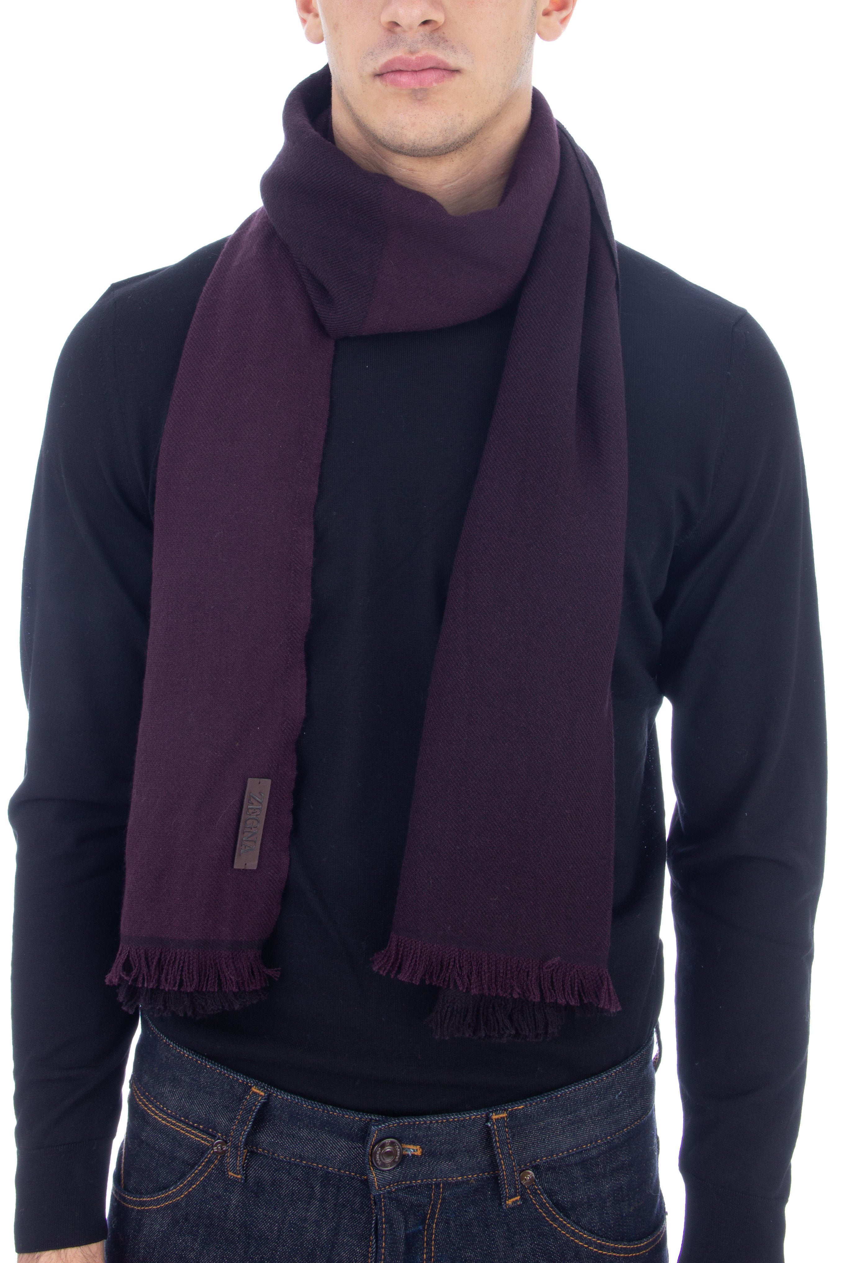 Two-tone scarf in wool-cashmere-silk