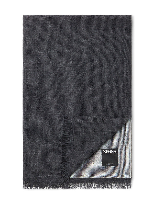 Two-tone scarf in wool-cashmere-silk
