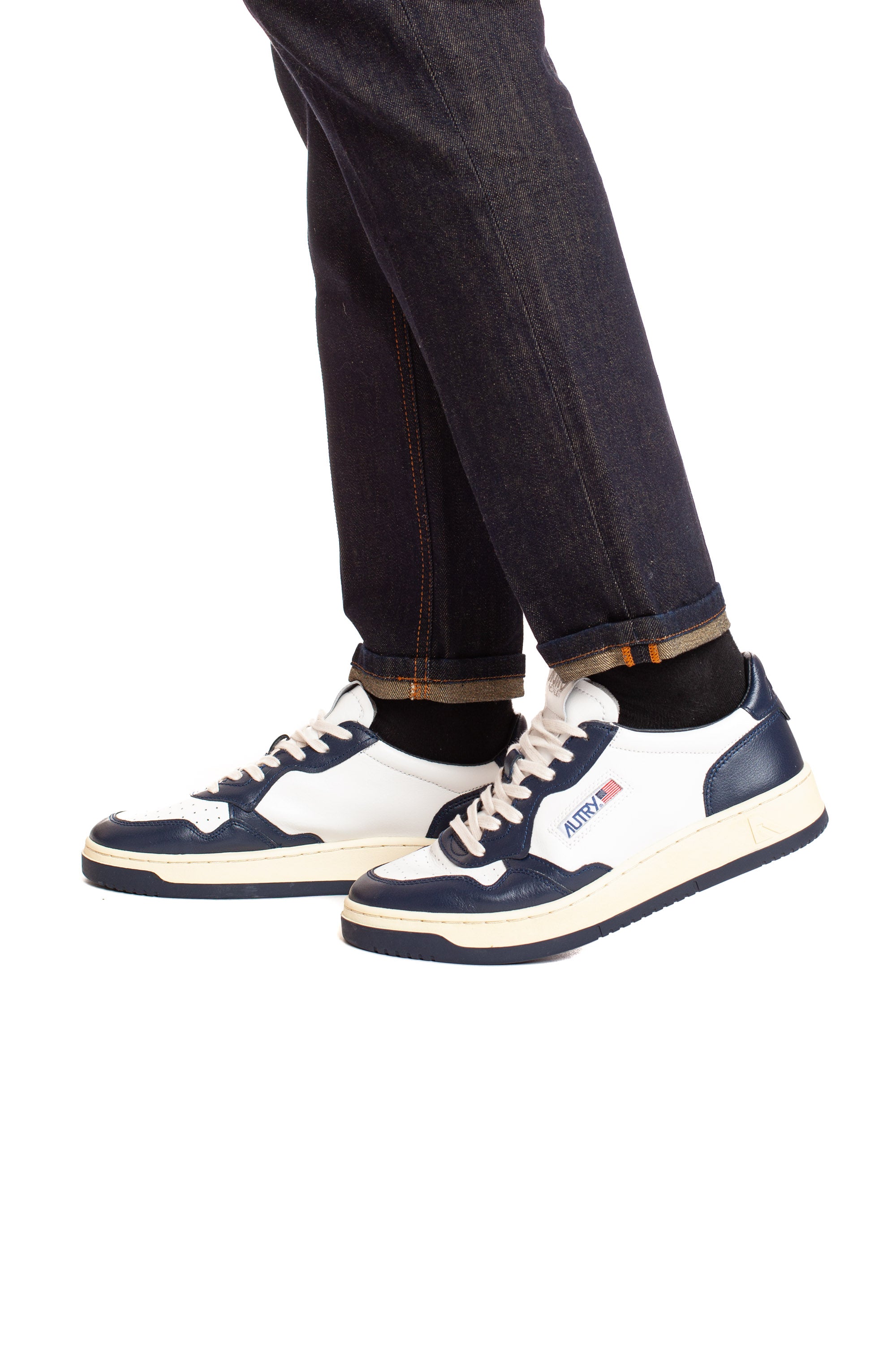 Two-tone leather medalist sneakers