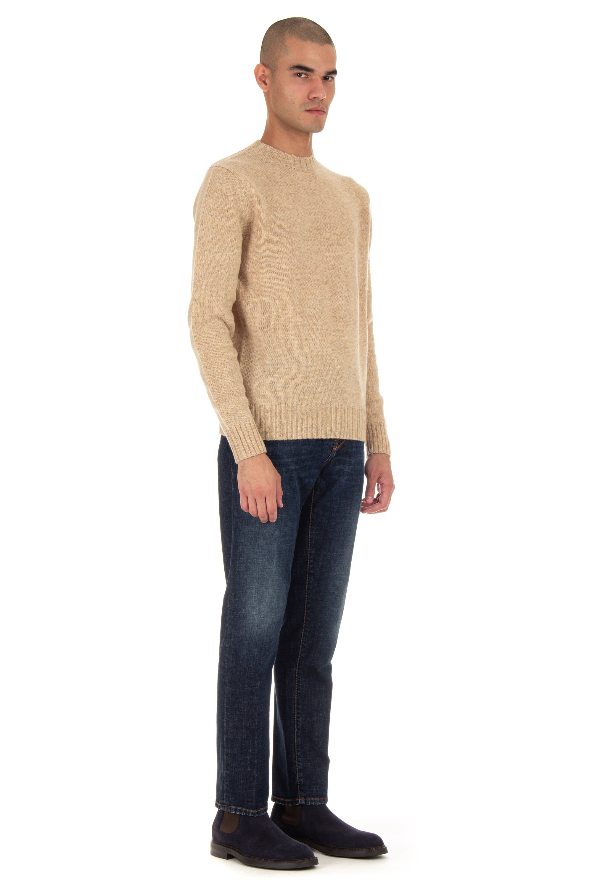 Shetland-Pullover mit Rundhalsausschnitt